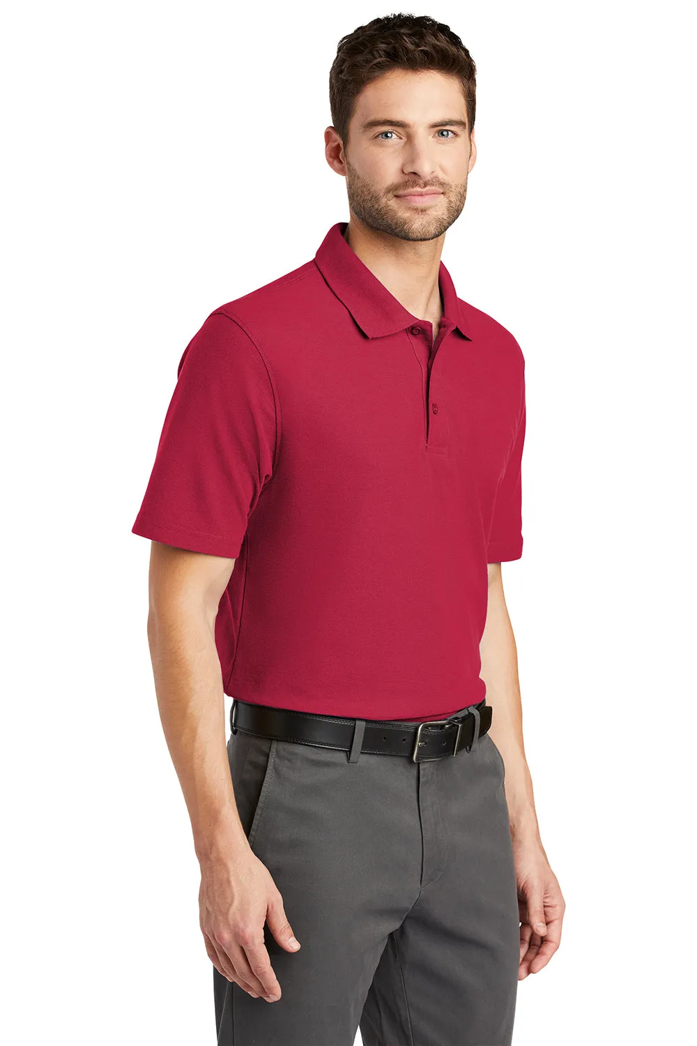 Port Authority Mens Moisture Wicking Short Sleeve Polo Shirt - Red
