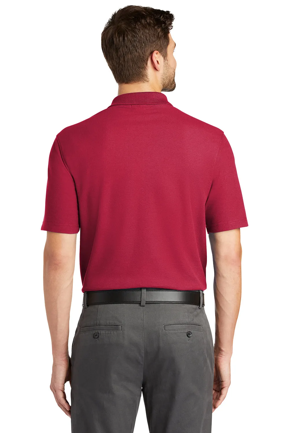 Port Authority Mens Moisture Wicking Short Sleeve Polo Shirt - Red