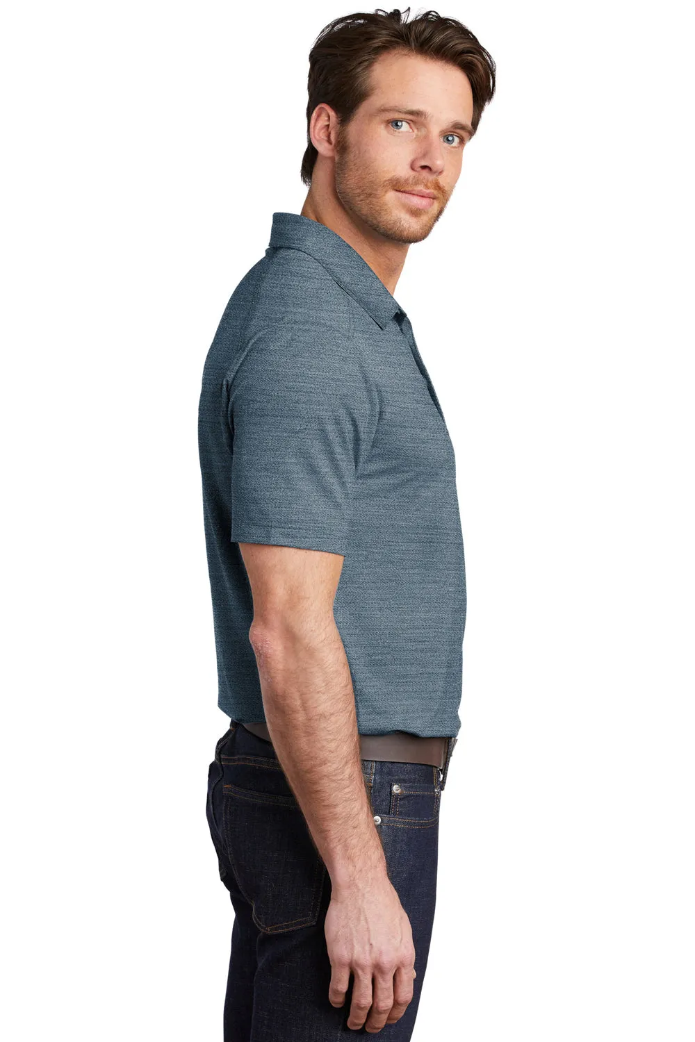 Port Authority Mens Moisture Wicking Short Sleeve Polo Shirt - Regatta Blue/Gusty Grey