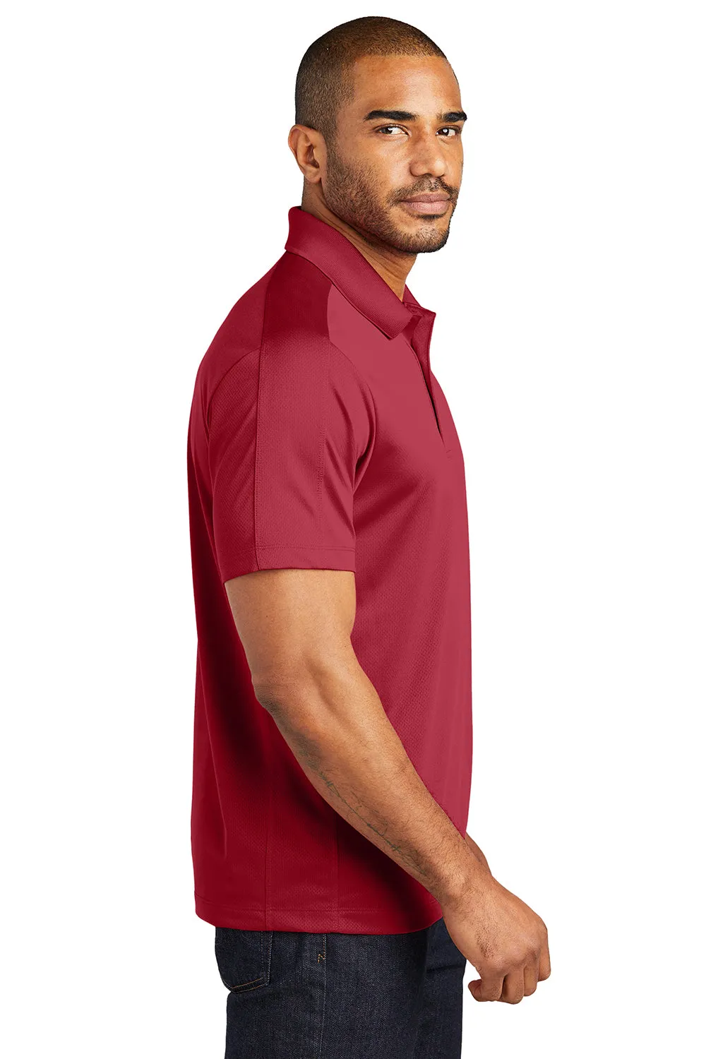 Port Authority Mens Moisture Wicking Short Sleeve Polo Shirt - Rich Red