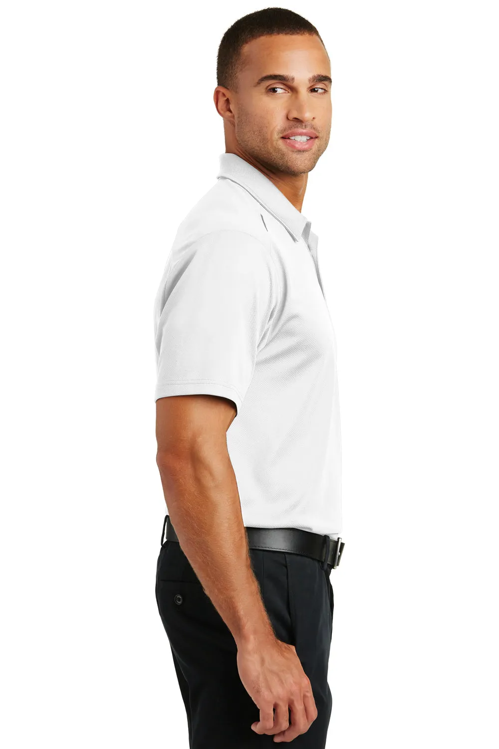 Port Authority Mens Moisture Wicking Short Sleeve Polo Shirt - White - Closeout