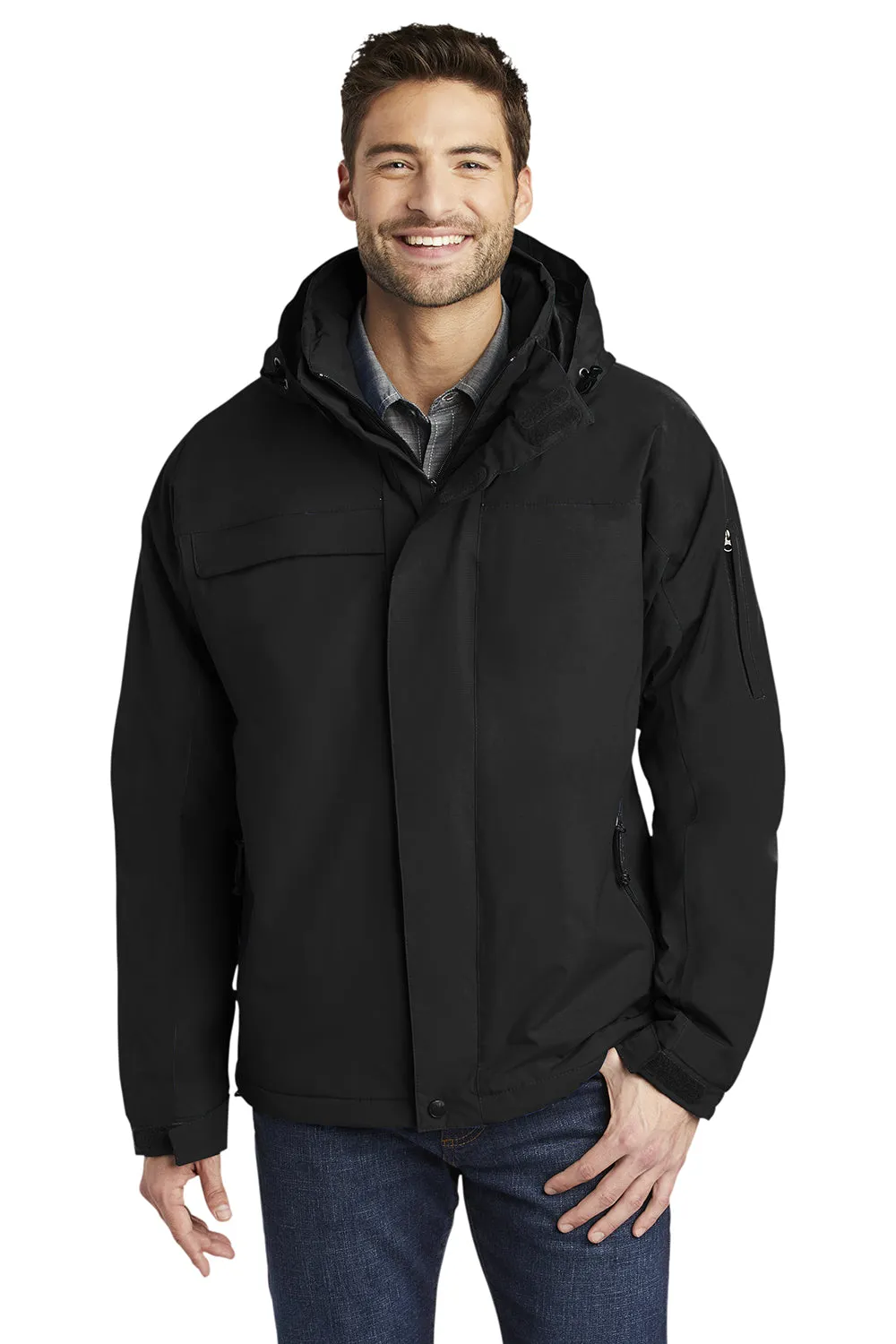 Port Authority Mens Nootka Waterproof Full Zip Hooded Jacket - Black