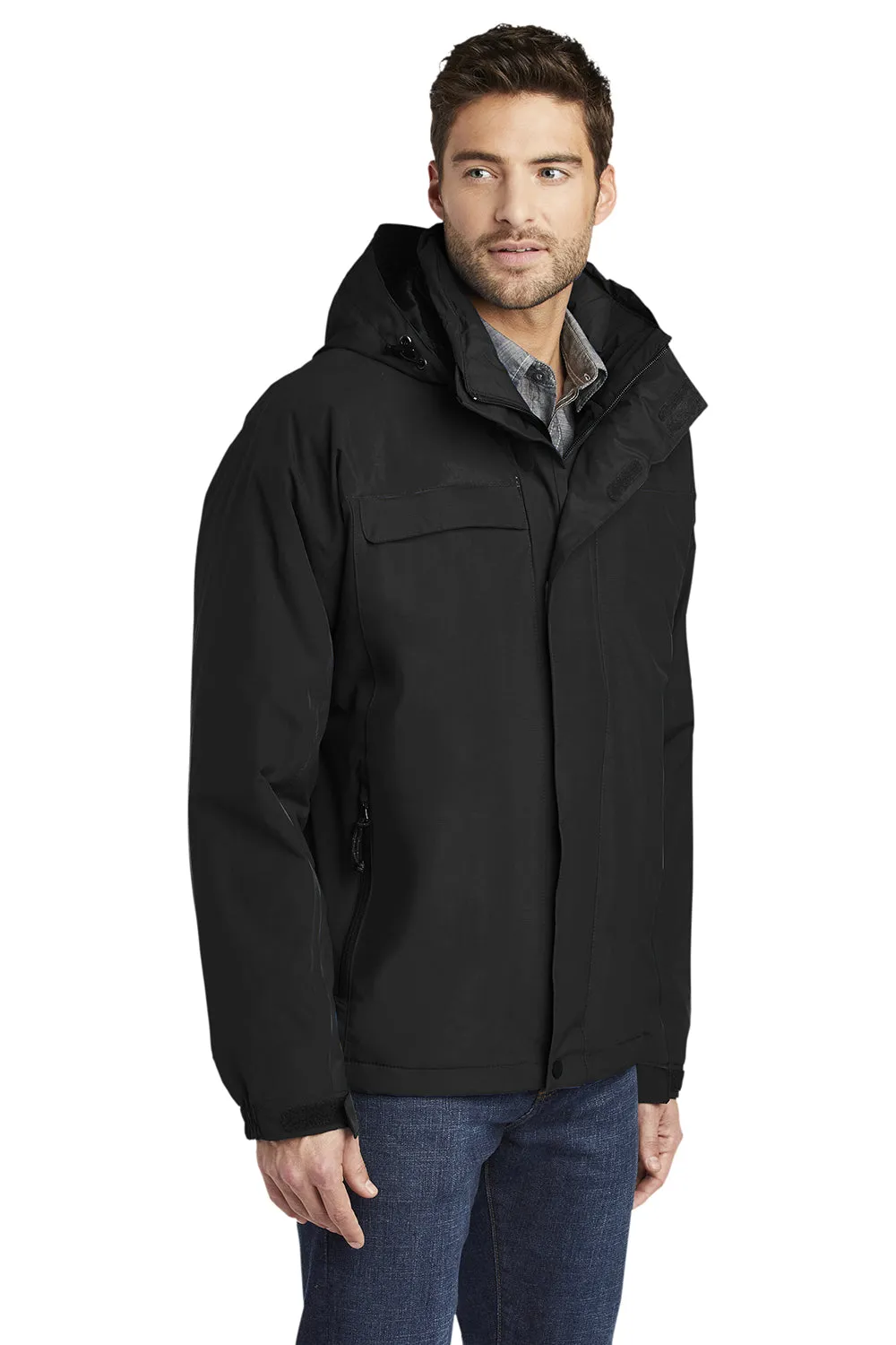 Port Authority Mens Nootka Waterproof Full Zip Hooded Jacket - Black