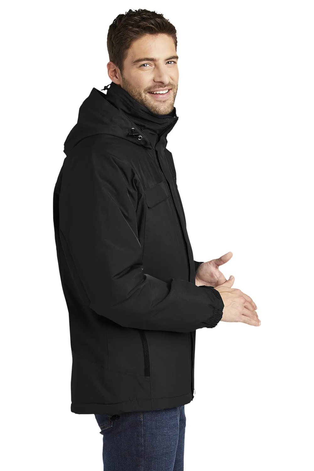Port Authority Mens Nootka Waterproof Full Zip Hooded Jacket - Black