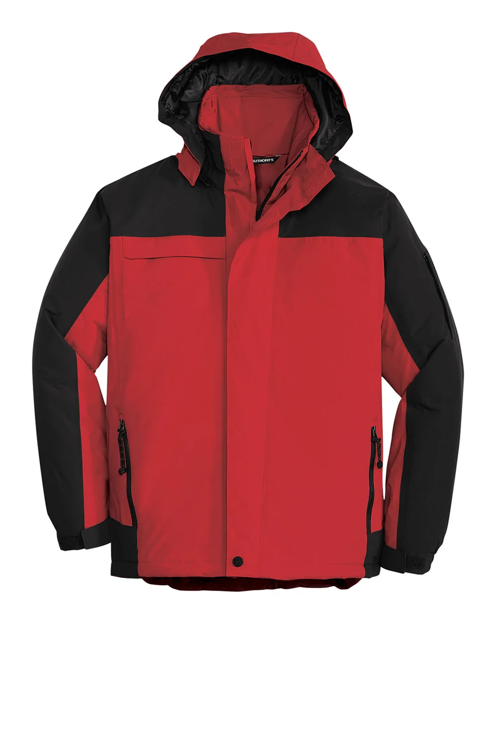 Port Authority Mens Nootka Waterproof Full Zip Hooded Jacket - Engine Red/Black