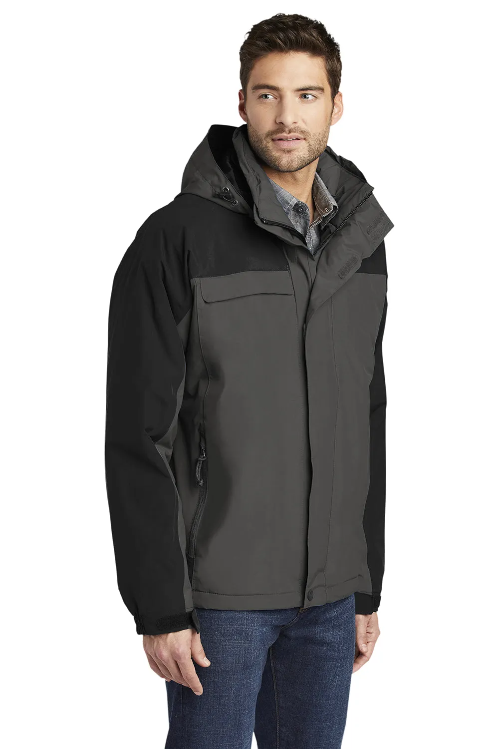 Port Authority Mens Nootka Waterproof Full Zip Hooded Jacket - Graphite Grey/Black