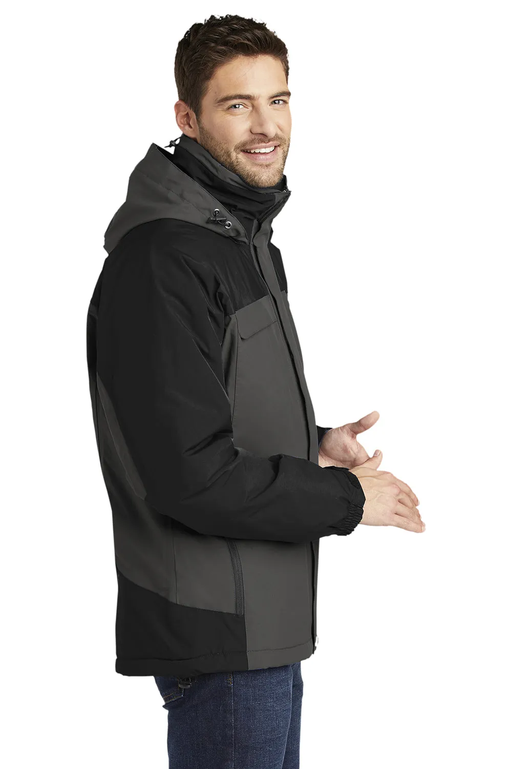 Port Authority Mens Nootka Waterproof Full Zip Hooded Jacket - Graphite Grey/Black