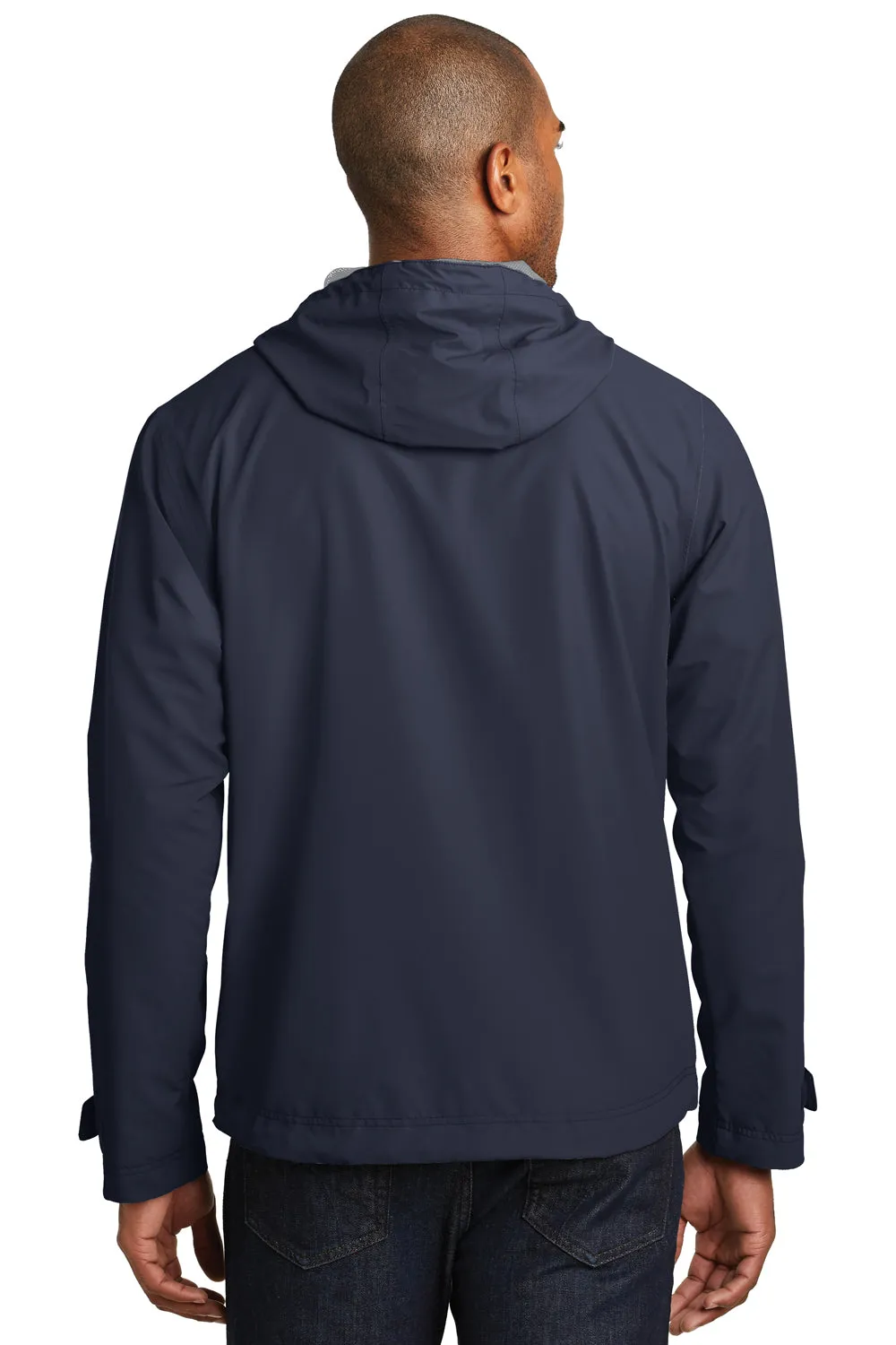 Port Authority Mens Northwest Slicker Waterproof Full Zip Hooded Jacket - Navy Blue