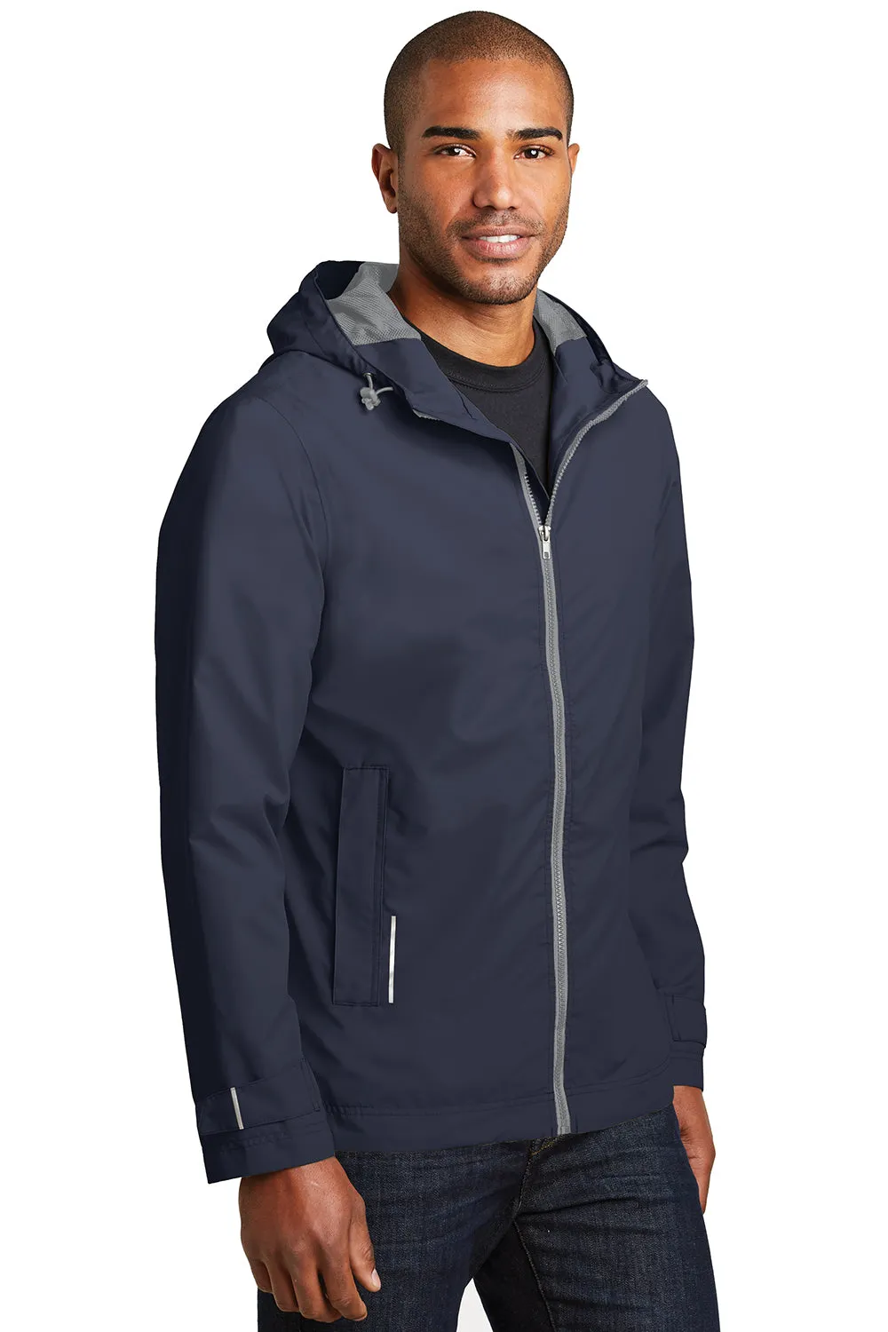 Port Authority Mens Northwest Slicker Waterproof Full Zip Hooded Jacket - Navy Blue
