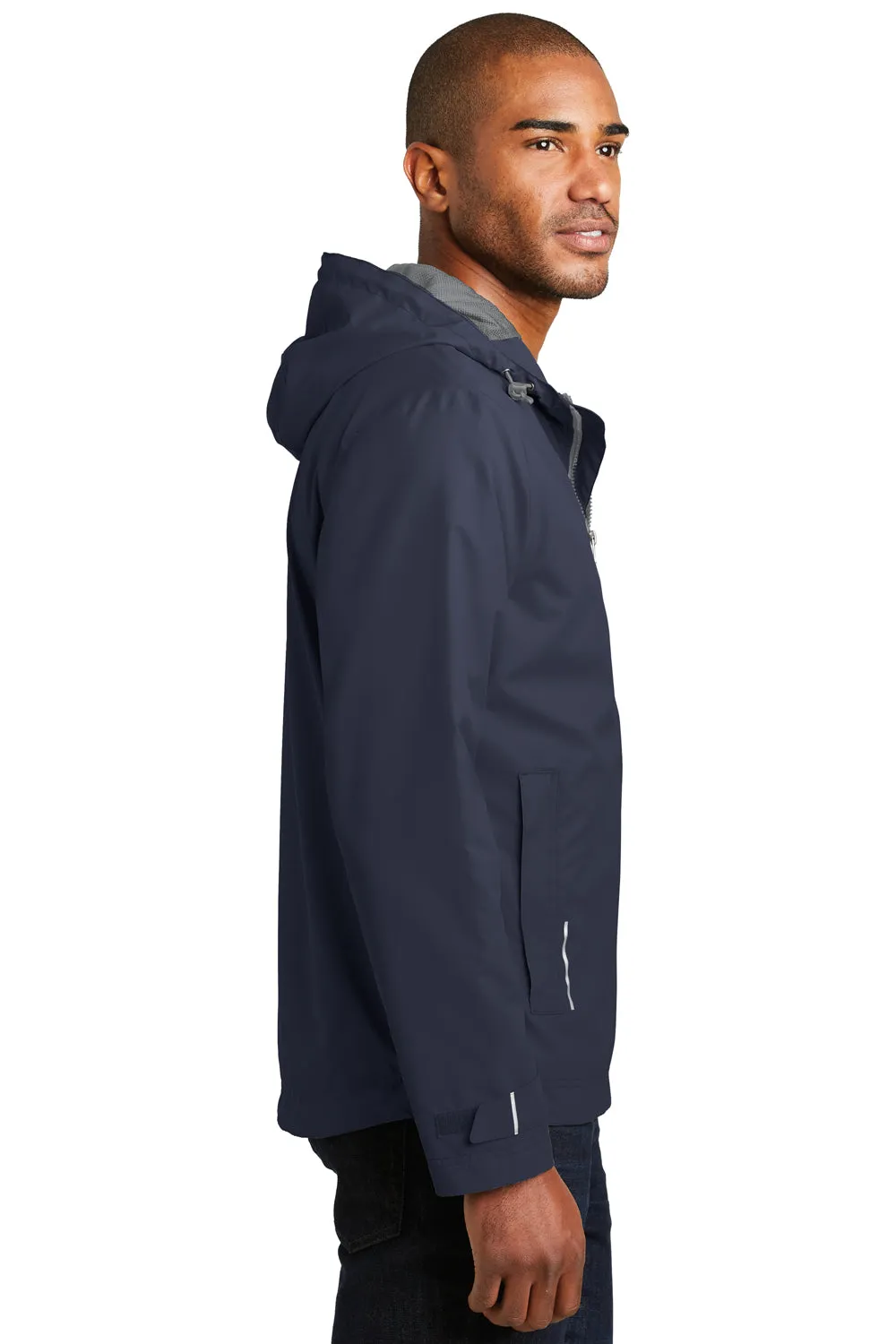 Port Authority Mens Northwest Slicker Waterproof Full Zip Hooded Jacket - Navy Blue