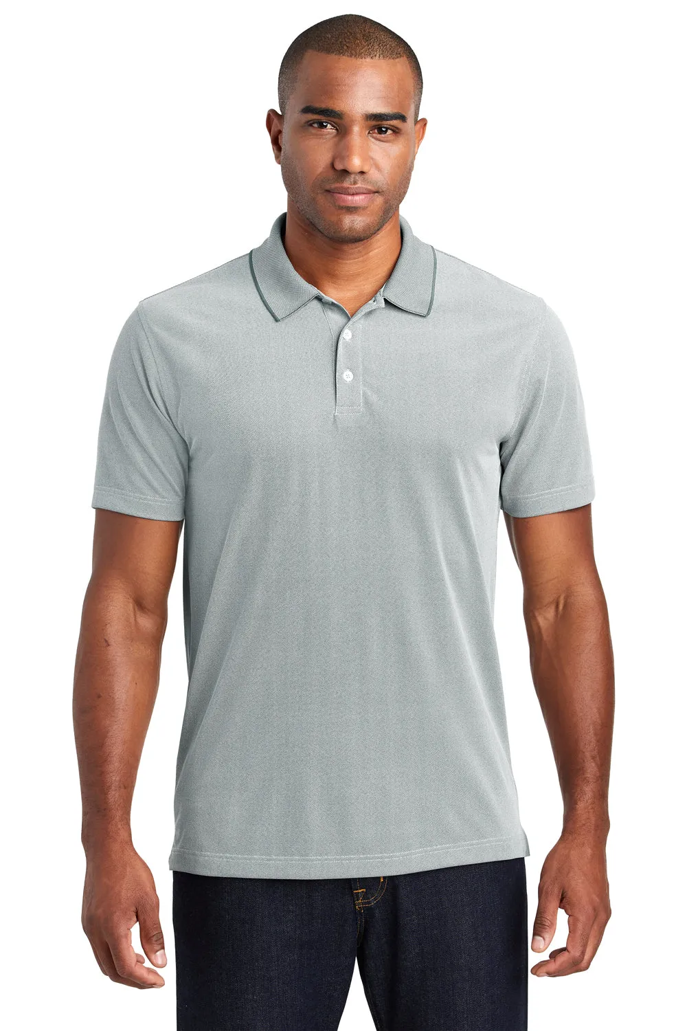 Port Authority Mens Oxford Moisture Wicking Short Sleeve Polo Shirt - Gusty Grey - Closeout