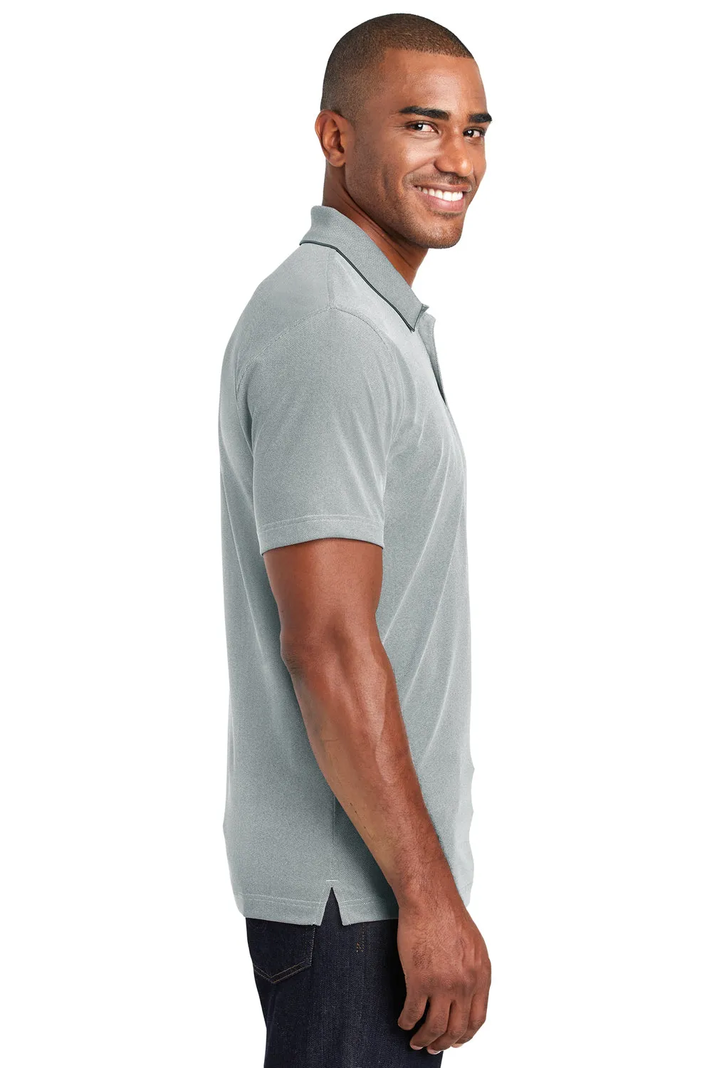 Port Authority Mens Oxford Moisture Wicking Short Sleeve Polo Shirt - Gusty Grey - Closeout