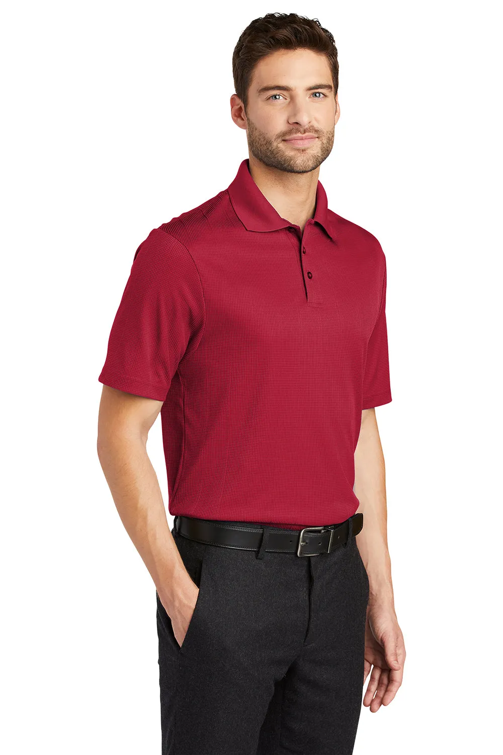 Port Authority Mens Performance Moisture Wicking Short Sleeve Polo Shirt - Rich Red