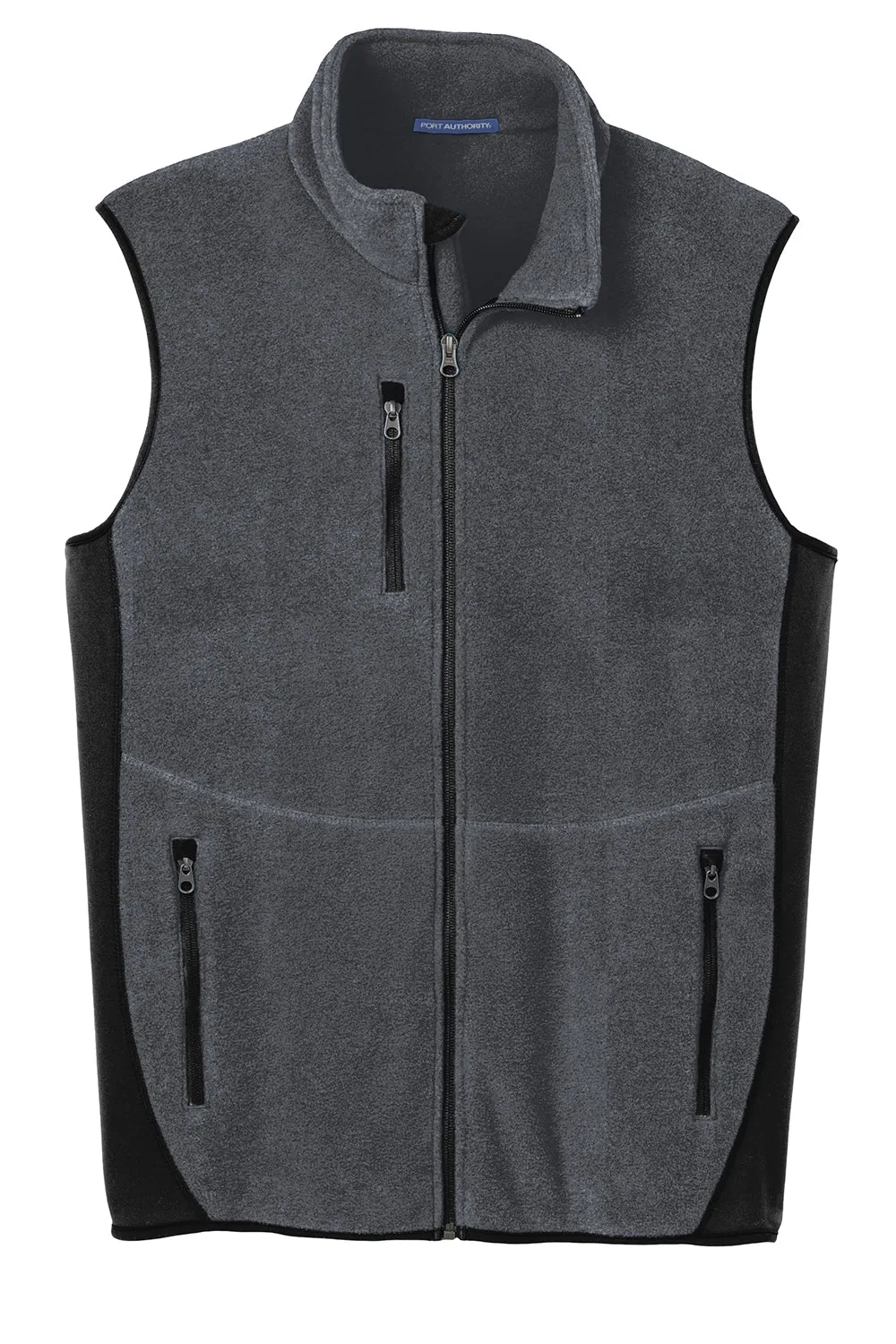 Port Authority Mens R-Tek Pro Pill Resistant Fleece Full Zip Vest - Heather Charcoal Grey/Black