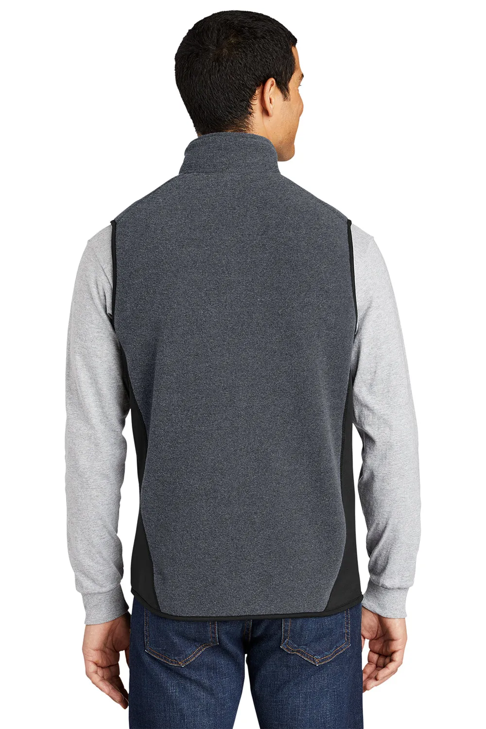Port Authority Mens R-Tek Pro Pill Resistant Fleece Full Zip Vest - Heather Charcoal Grey/Black