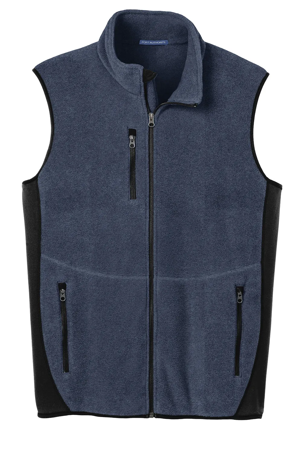 Port Authority Mens R-Tek Pro Pill Resistant Fleece Full Zip Vest - Heather Navy Blue/Black
