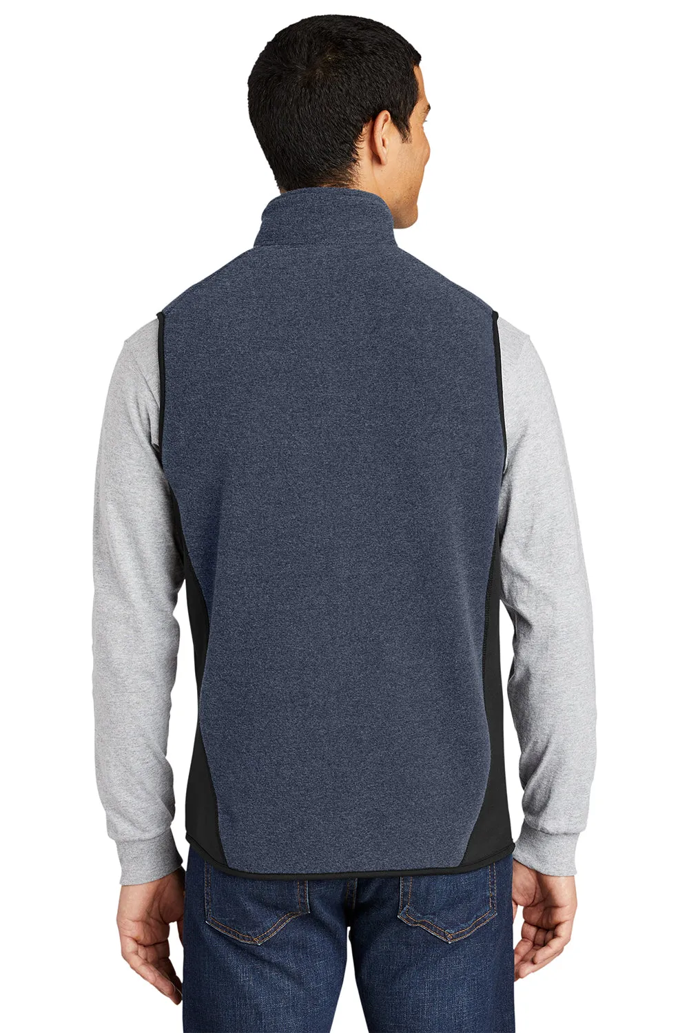 Port Authority Mens R-Tek Pro Pill Resistant Fleece Full Zip Vest - Heather Navy Blue/Black
