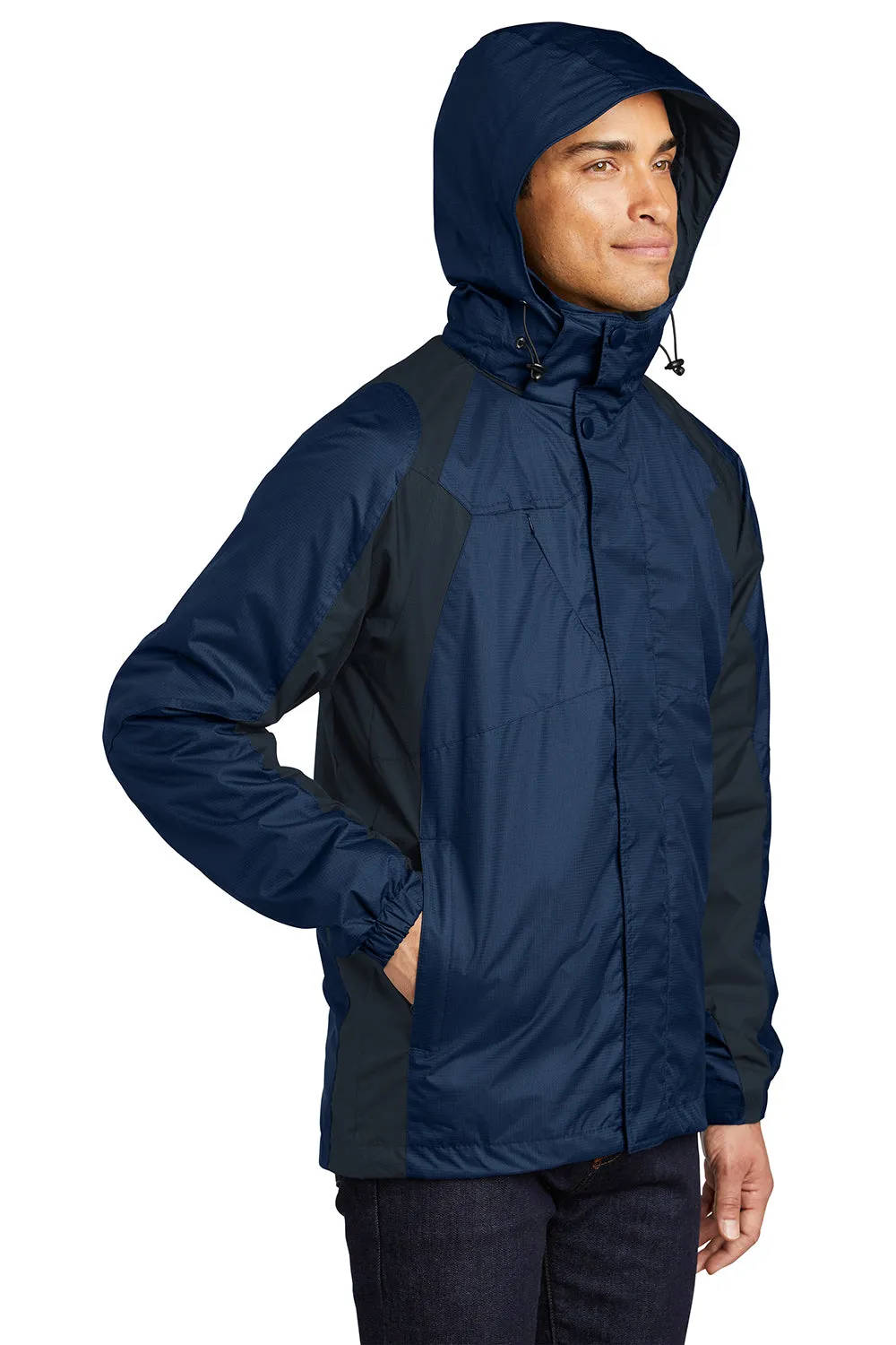 Port Authority Mens Ranger 3-in-1 Waterproof Full Zip Hooded Jacket - Insignia Blue/Navy Blue