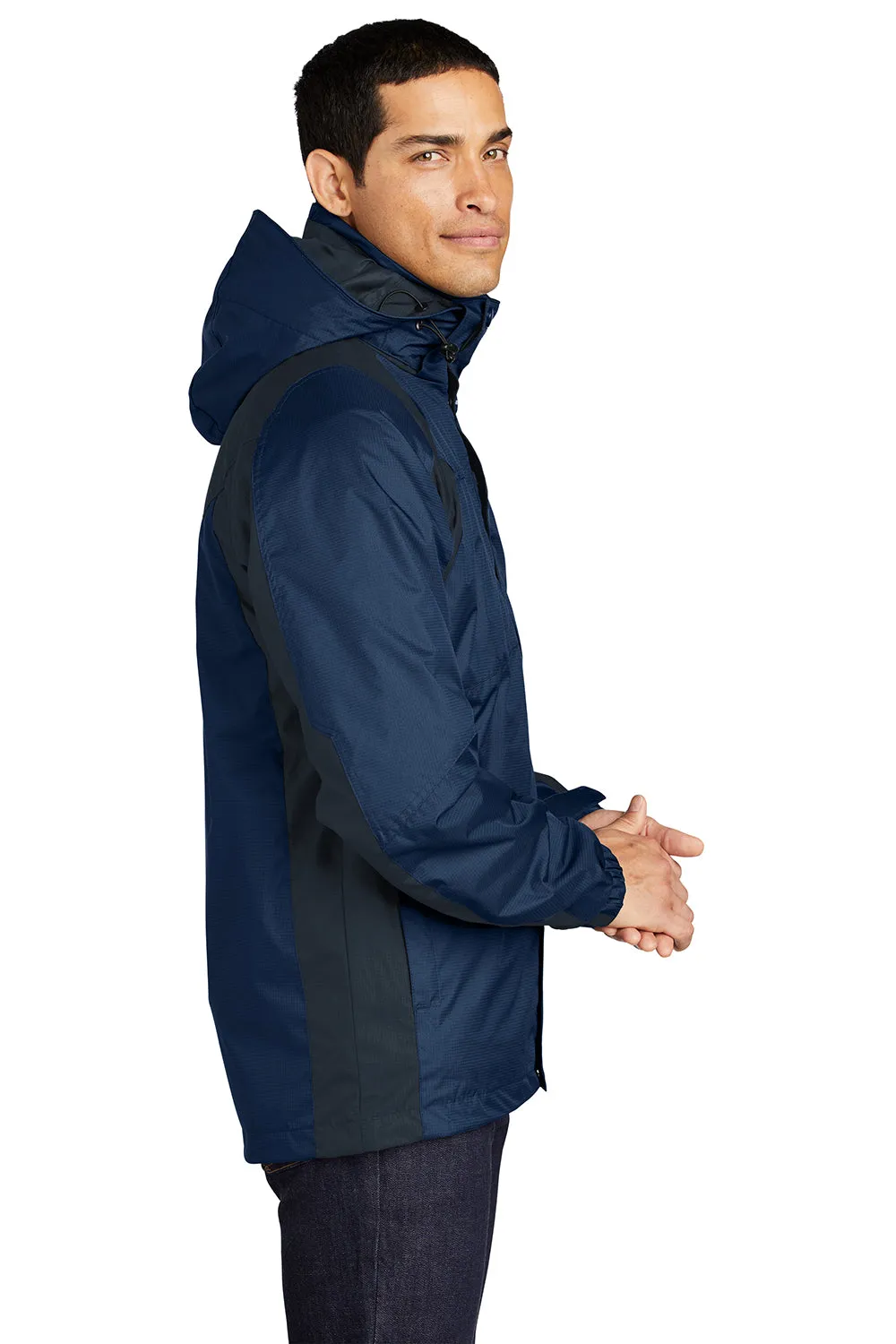 Port Authority Mens Ranger 3-in-1 Waterproof Full Zip Hooded Jacket - Insignia Blue/Navy Blue