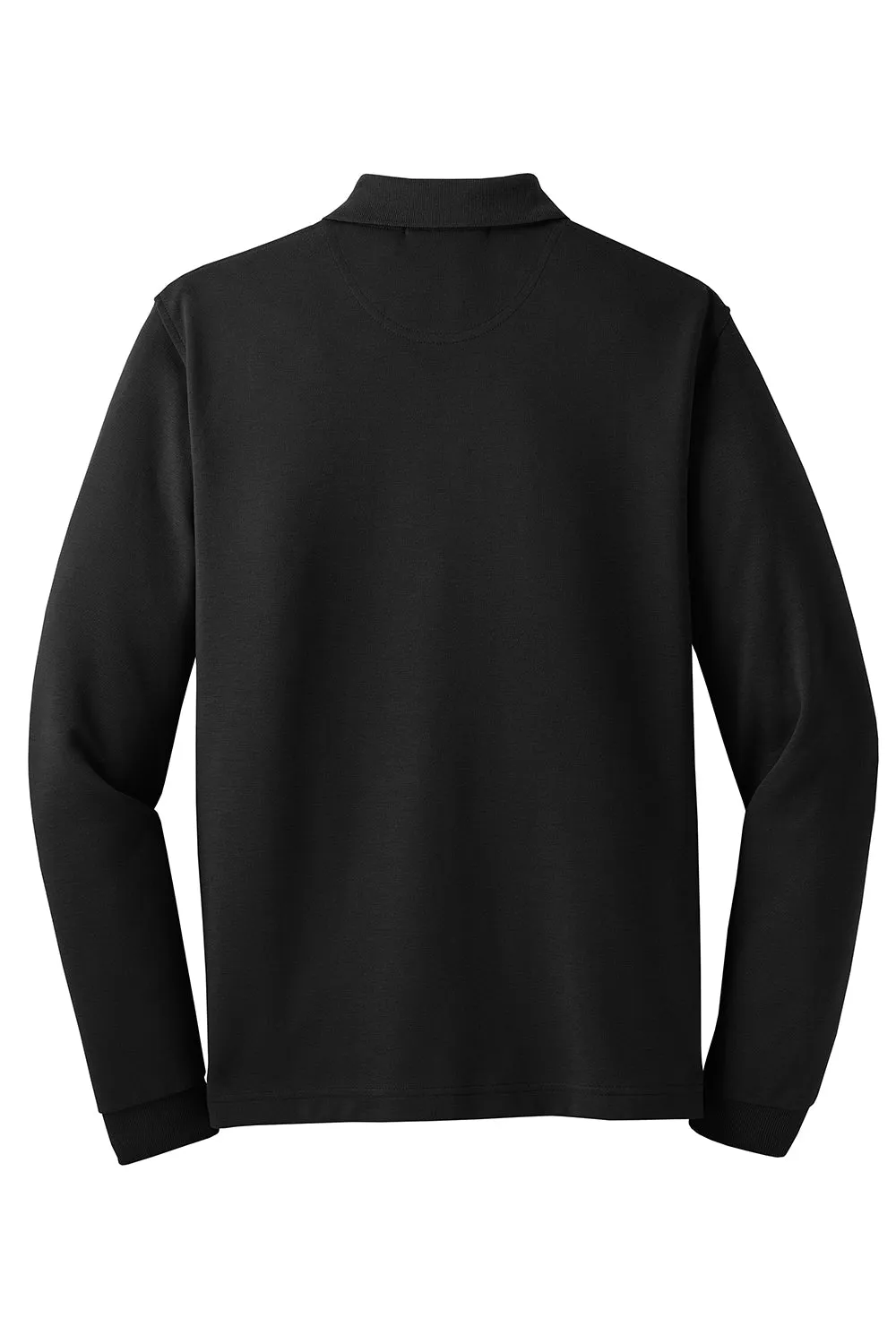 Port Authority Mens Rapid Dry Moisture Wicking Long Sleeve Polo Shirt - Black
