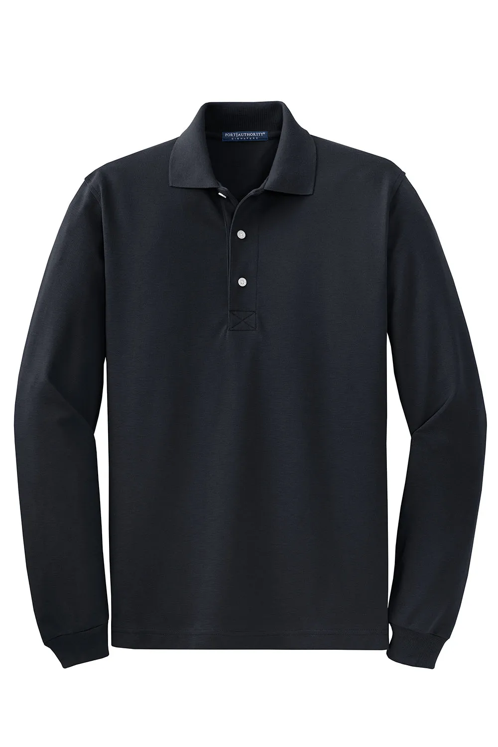 Port Authority Mens Rapid Dry Moisture Wicking Long Sleeve Polo Shirt - Classic Navy Blue