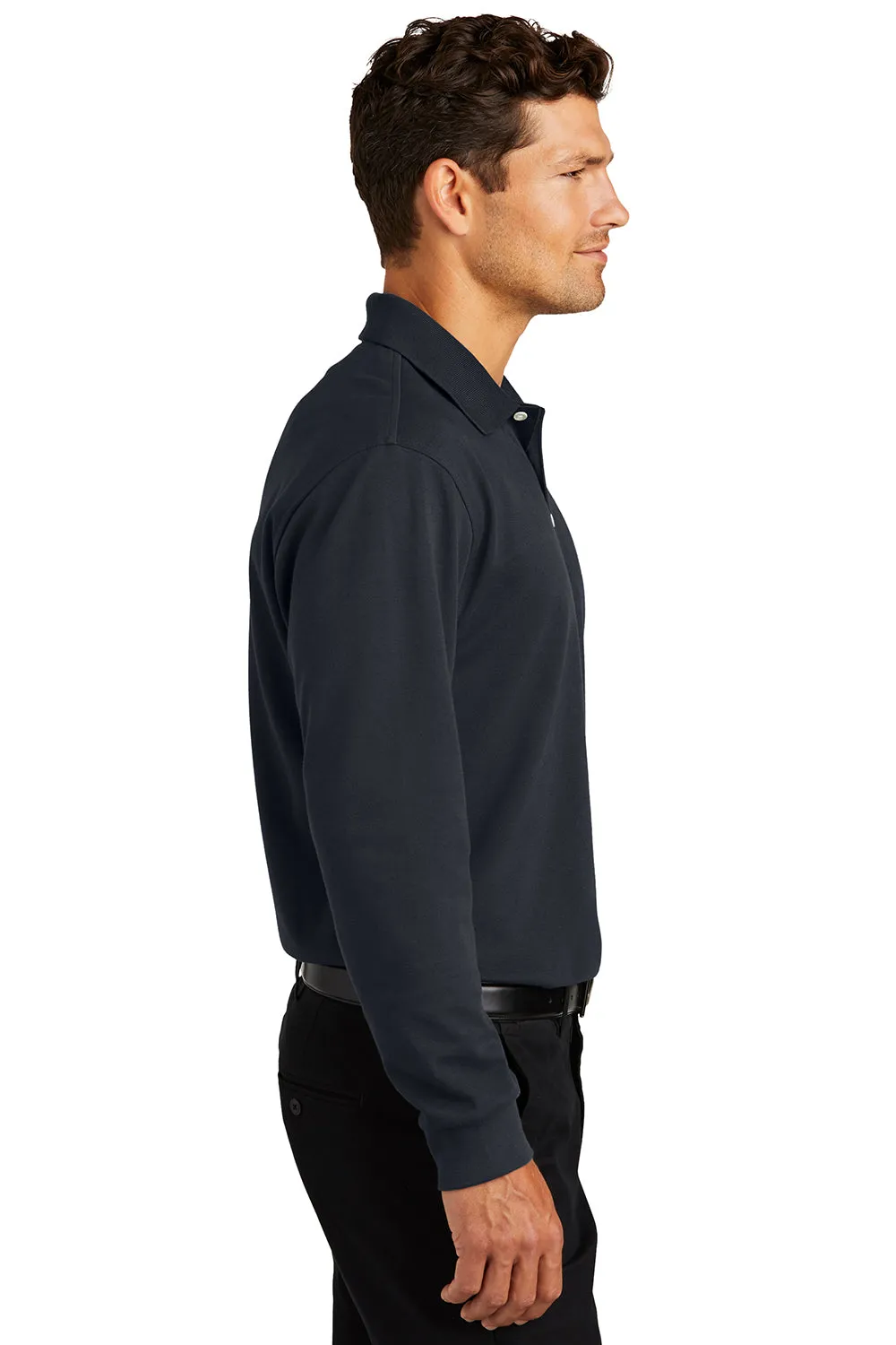 Port Authority Mens Rapid Dry Moisture Wicking Long Sleeve Polo Shirt - Classic Navy Blue