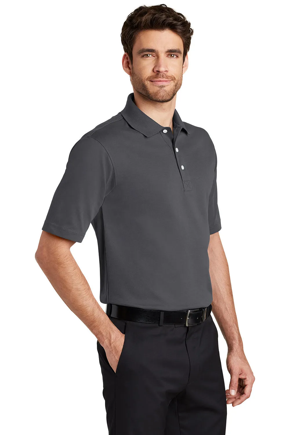 Port Authority Mens Rapid Dry Moisture Wicking Short Sleeve Polo Shirt - Charcoal Grey