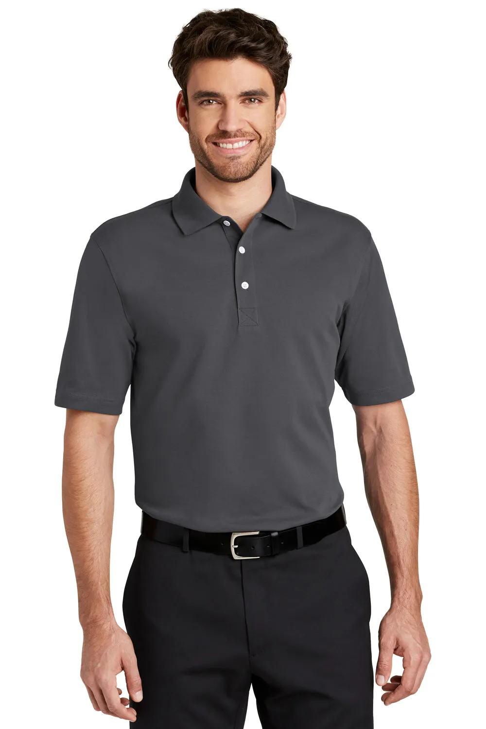 Port Authority Mens Rapid Dry Moisture Wicking Short Sleeve Polo Shirt - Charcoal Grey