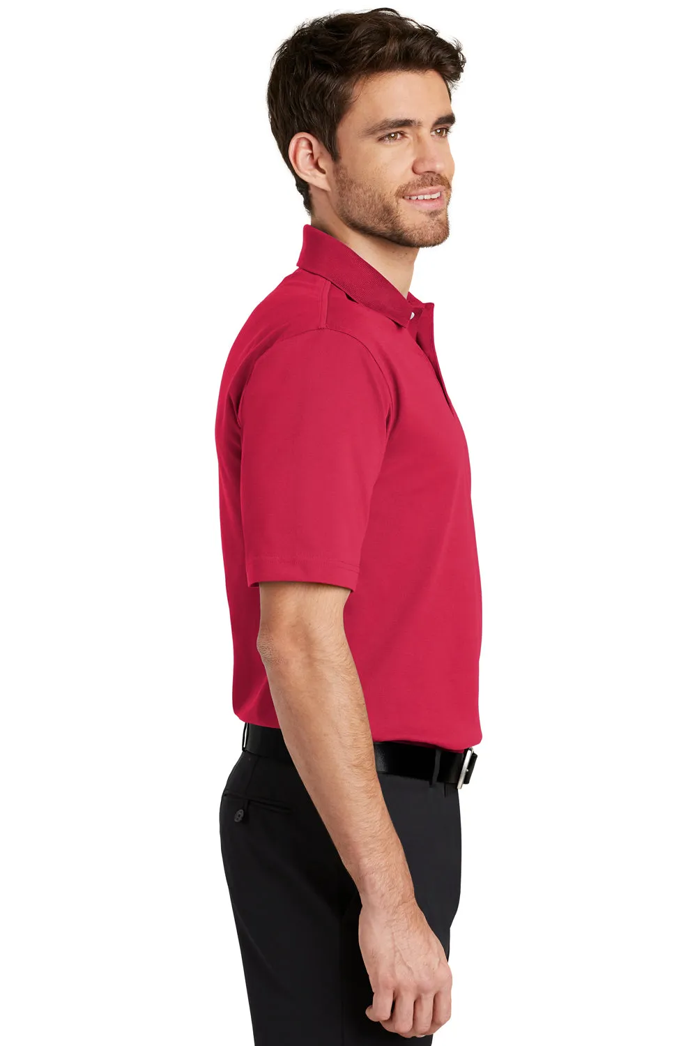 Port Authority Mens Rapid Dry Moisture Wicking Short Sleeve Polo Shirt - Red - Closeout