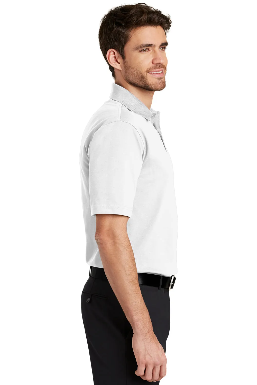 Port Authority Mens Rapid Dry Moisture Wicking Short Sleeve Polo Shirt - White