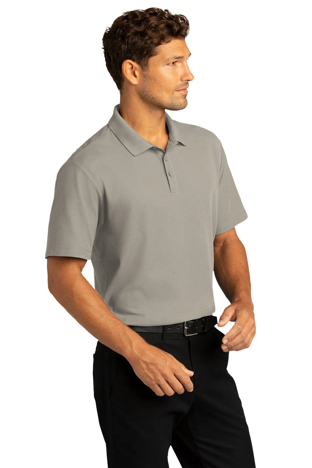 Port Authority Mens React SuperPro Snag Resistant Short Sleeve Polo Shirt - Gusty Grey