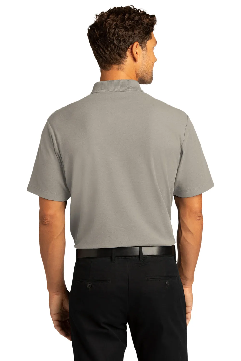 Port Authority Mens React SuperPro Snag Resistant Short Sleeve Polo Shirt - Gusty Grey