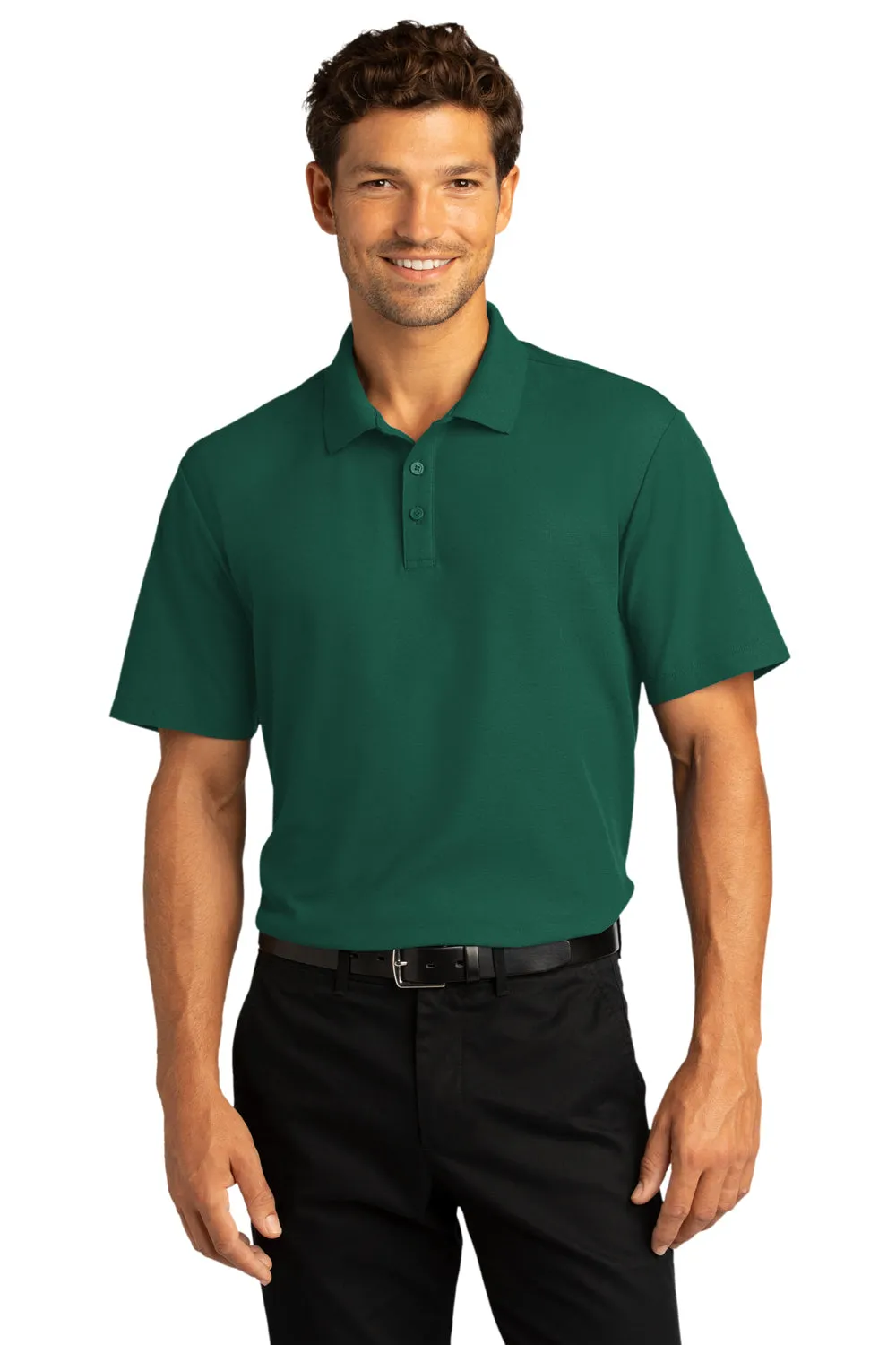 Port Authority Mens React SuperPro Snag Resistant Short Sleeve Polo Shirt - Marine Green - Closeout