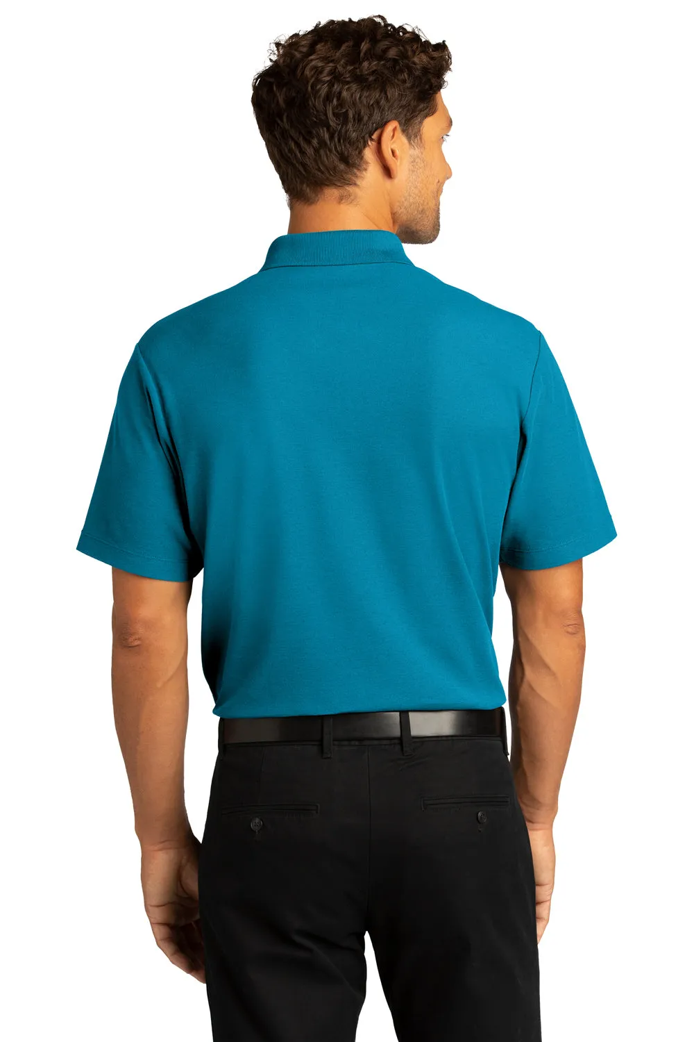 Port Authority Mens React SuperPro Snag Resistant Short Sleeve Polo Shirt - Parcel Blue - Closeout