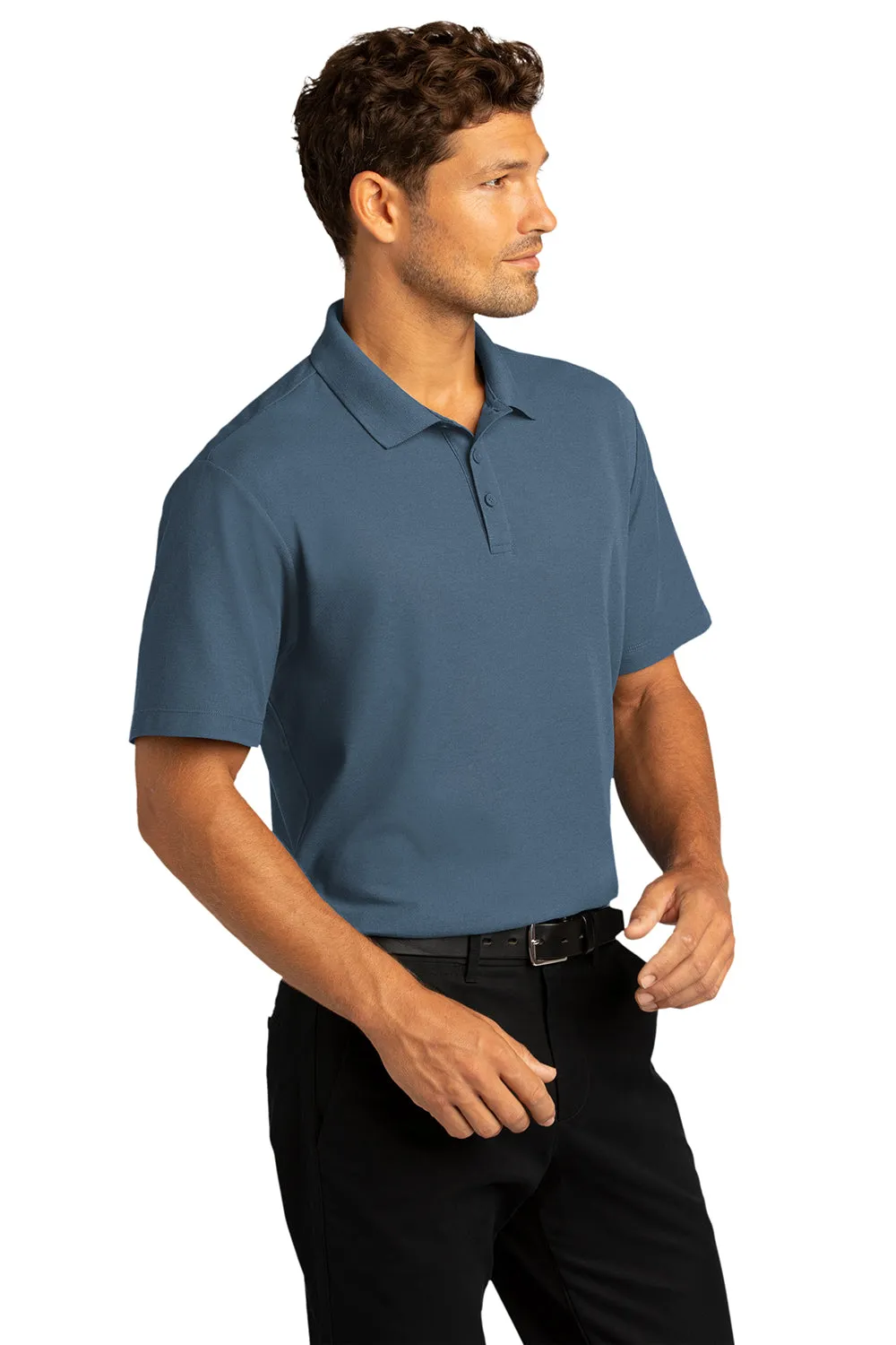Port Authority Mens React SuperPro Snag Resistant Short Sleeve Polo Shirt - Regatta Blue