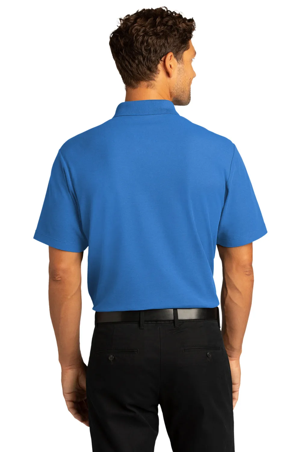 Port Authority Mens React SuperPro Snag Resistant Short Sleeve Polo Shirt - Strong Blue