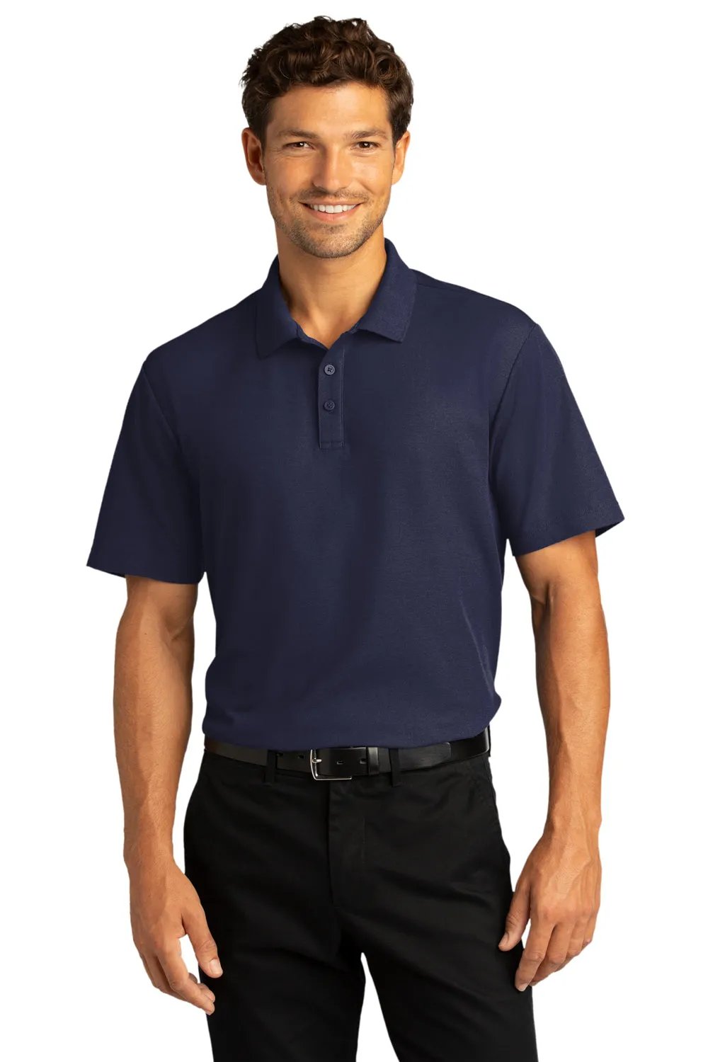 Port Authority Mens React SuperPro Snag Resistant Short Sleeve Polo Shirt - True Navy Blue