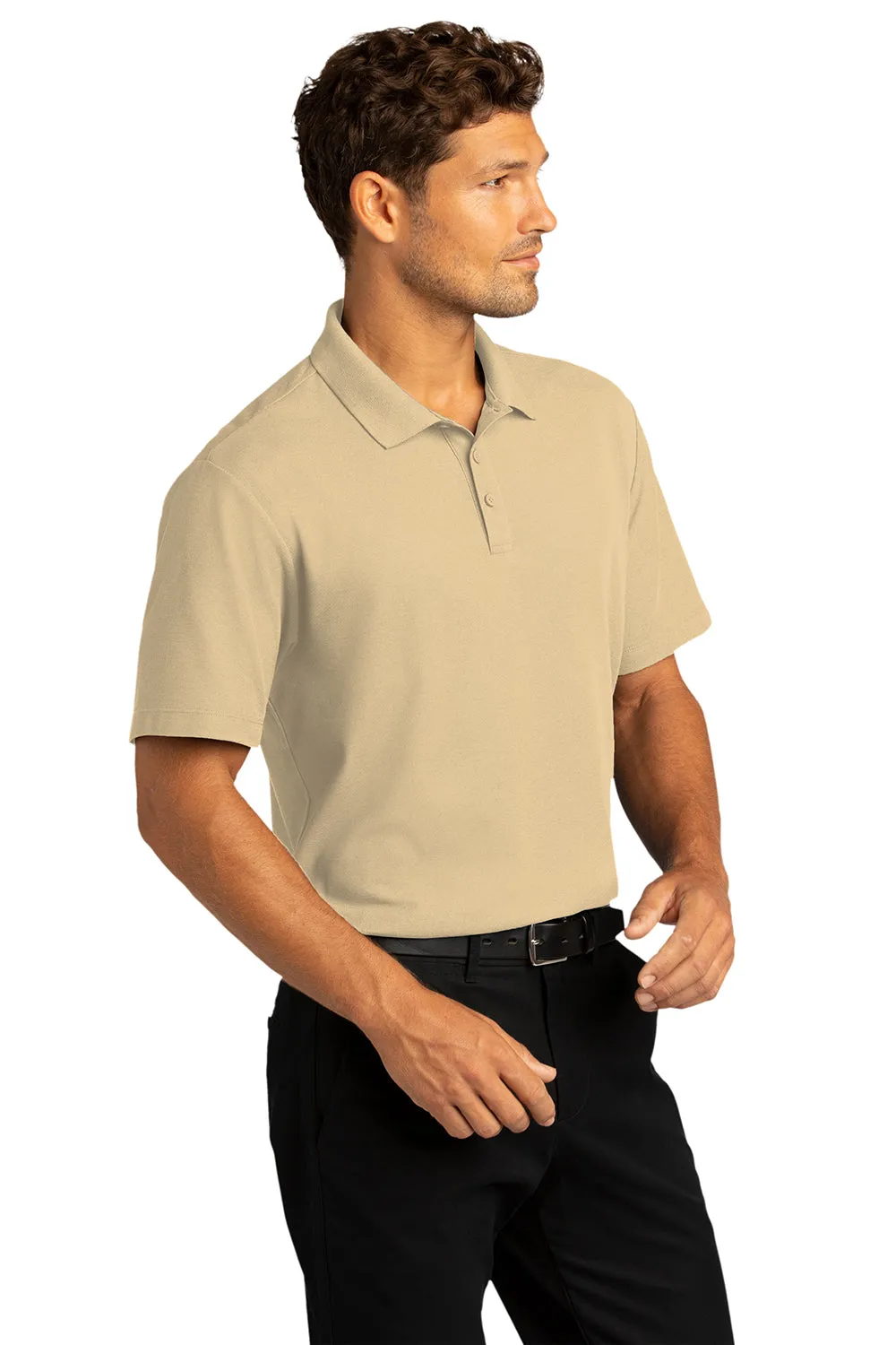 Port Authority Mens React SuperPro Snag Resistant Short Sleeve Polo Shirt - Wheat - Closeout
