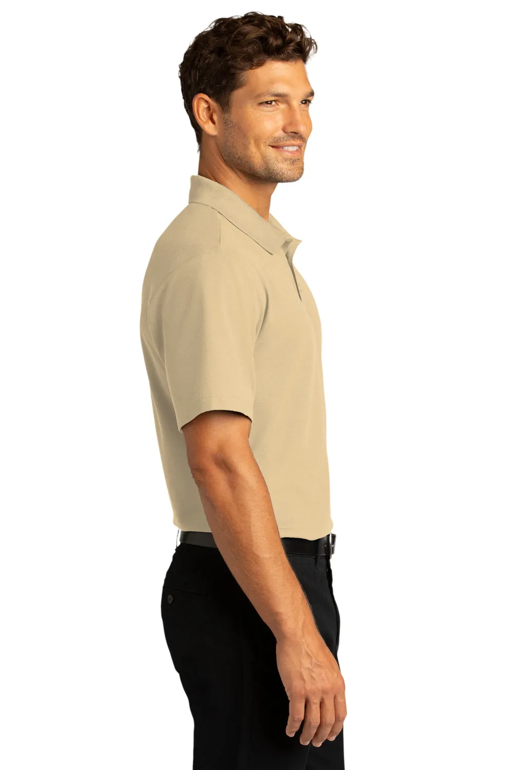 Port Authority Mens React SuperPro Snag Resistant Short Sleeve Polo Shirt - Wheat - Closeout