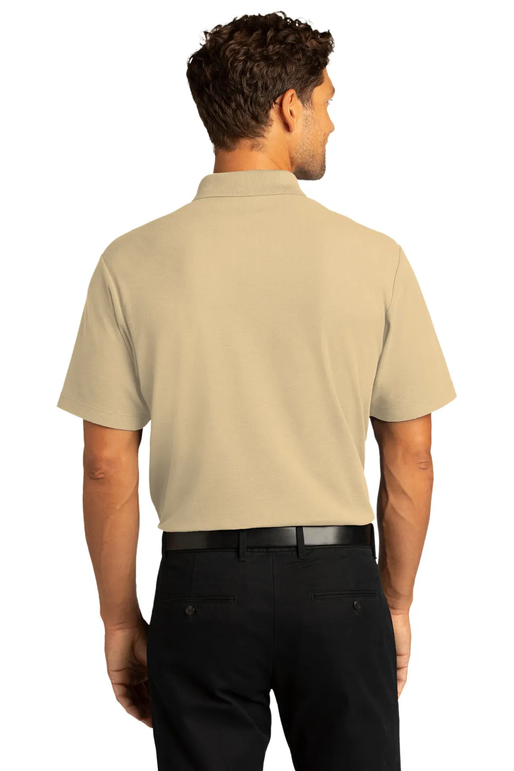 Port Authority Mens React SuperPro Snag Resistant Short Sleeve Polo Shirt - Wheat - Closeout