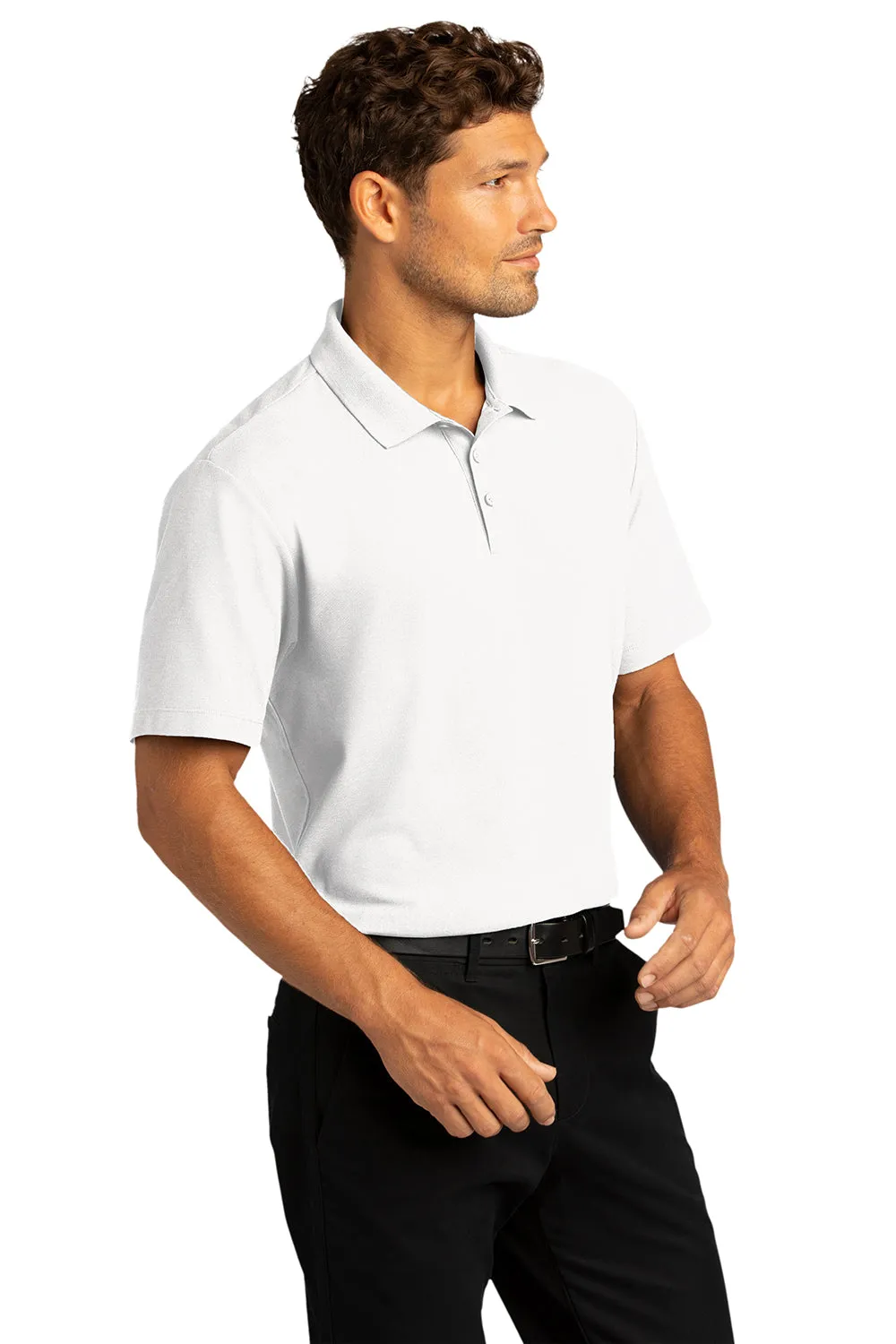 Port Authority Mens React SuperPro Snag Resistant Short Sleeve Polo Shirt - White