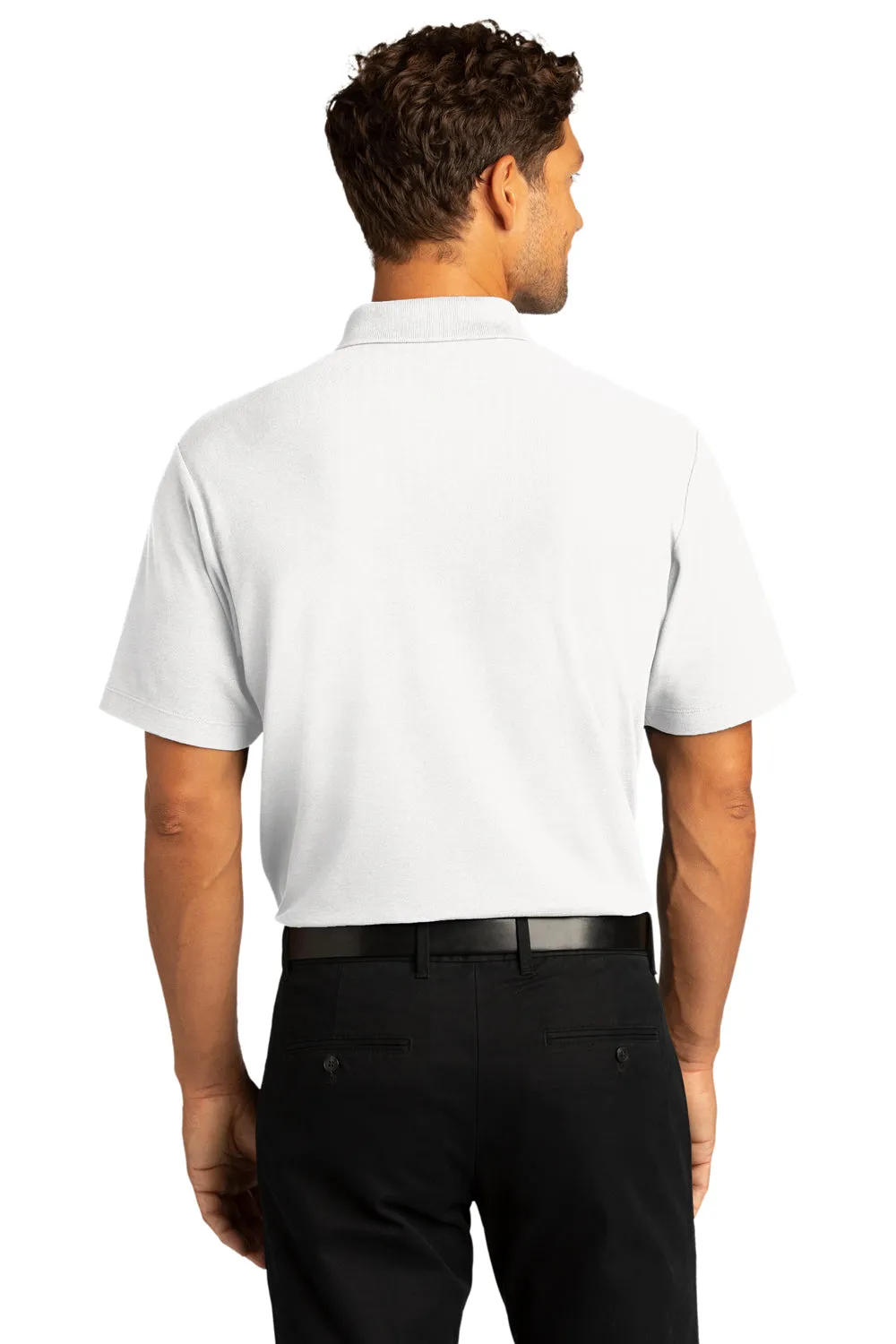 Port Authority Mens React SuperPro Snag Resistant Short Sleeve Polo Shirt - White