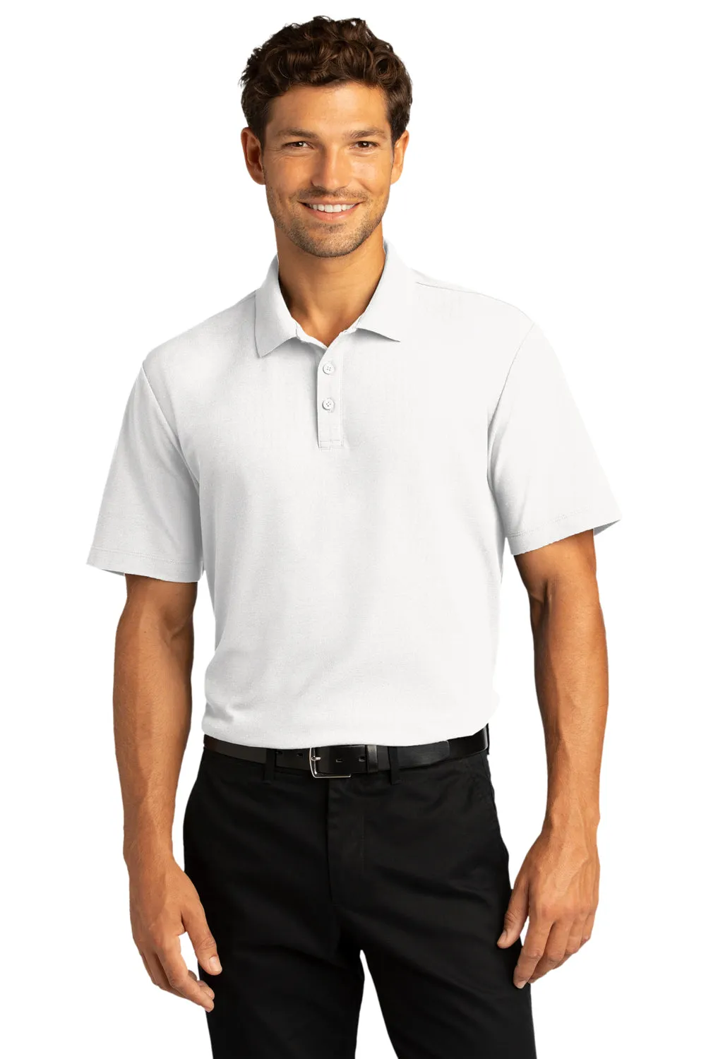 Port Authority Mens React SuperPro Snag Resistant Short Sleeve Polo Shirt - White