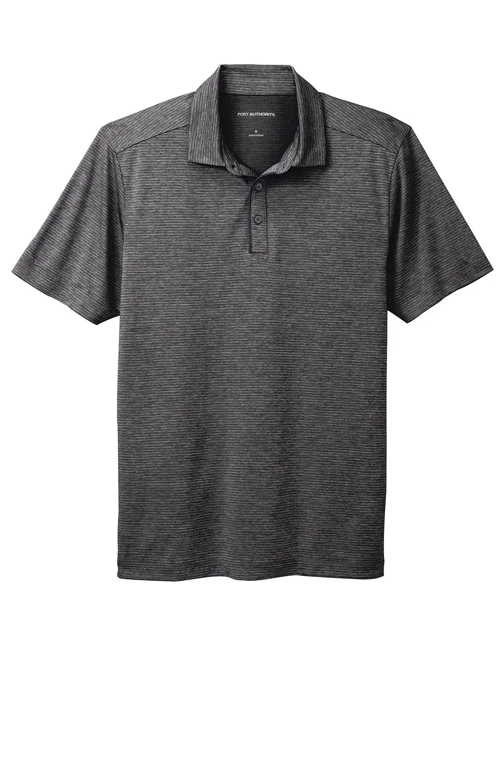 Port Authority Mens Shadow Stripe Moisture Wicking Short Sleeve Polo Shirt - Deep Black