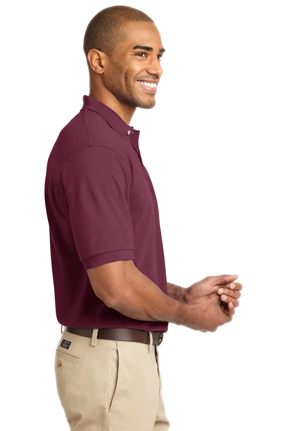 Port Authority Mens Shrink Resistant Short Sleeve Polo Shirt - Burgundy - Closeout