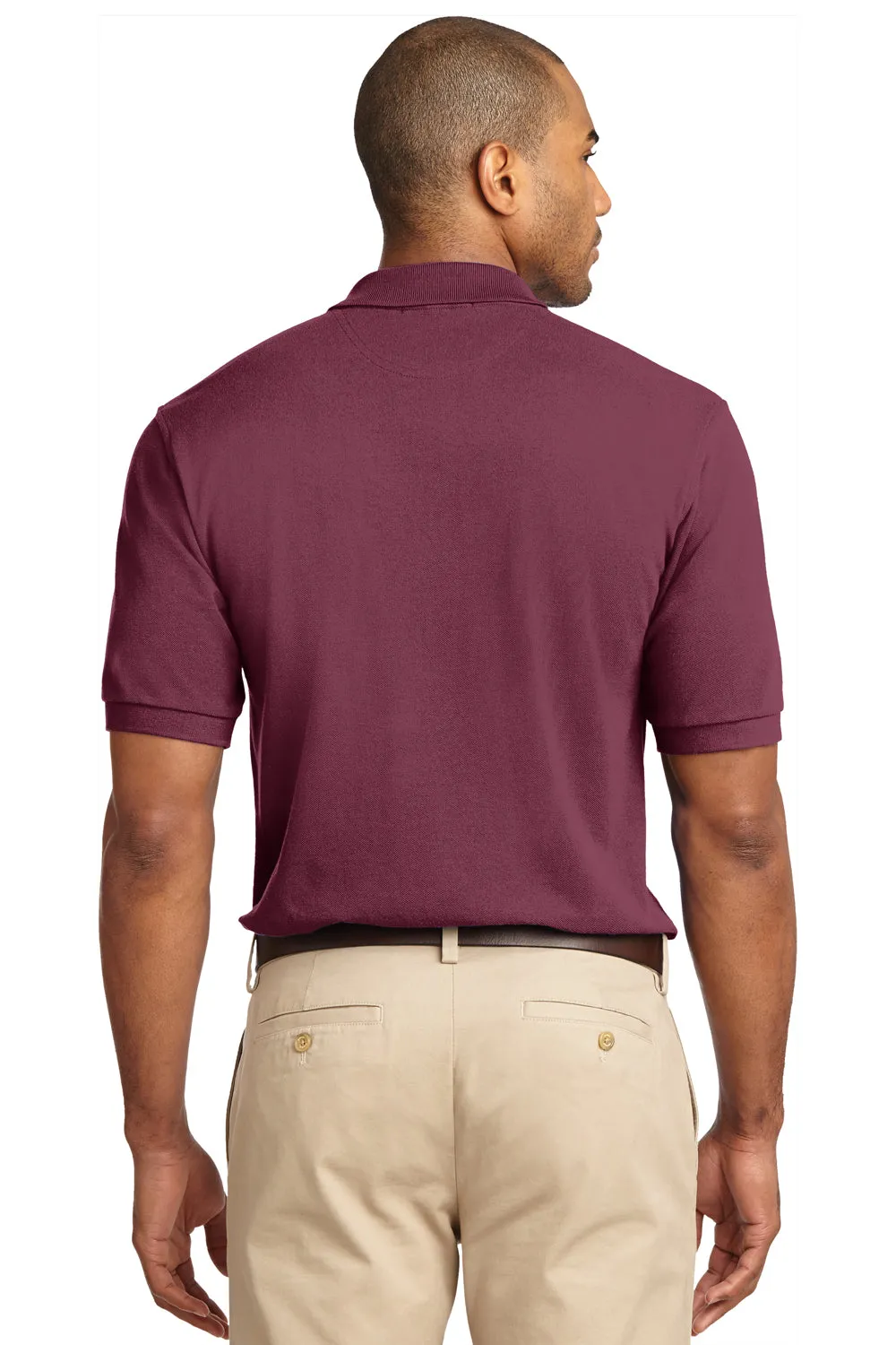 Port Authority Mens Shrink Resistant Short Sleeve Polo Shirt - Burgundy - Closeout