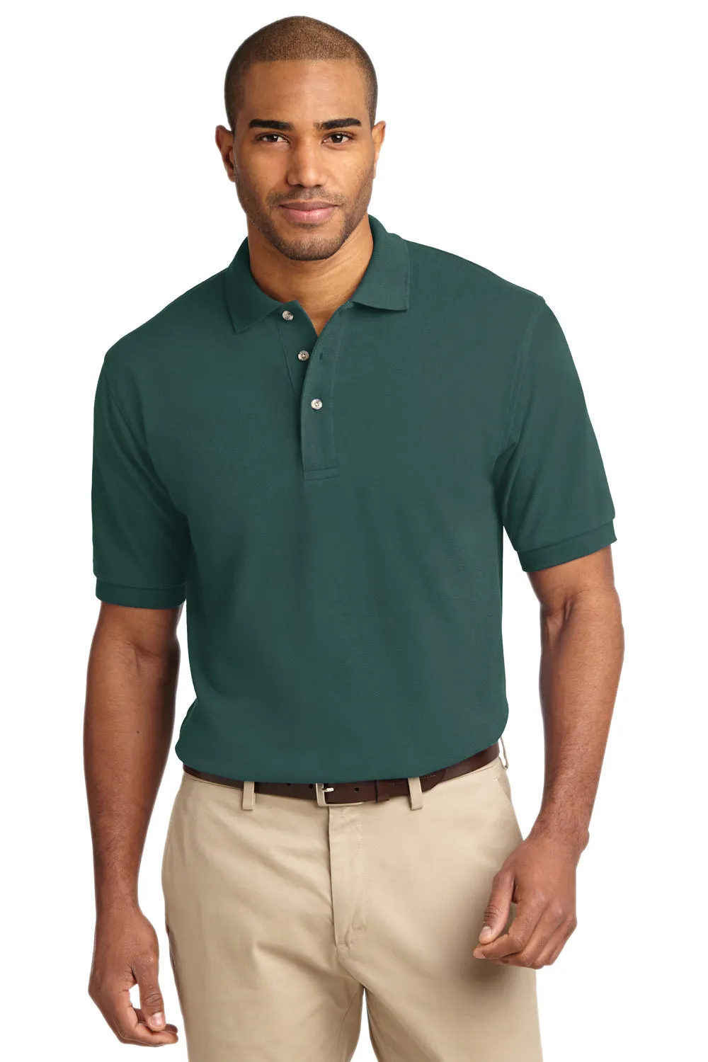 Port Authority Mens Shrink Resistant Short Sleeve Polo Shirt - Dark Green - Closeout