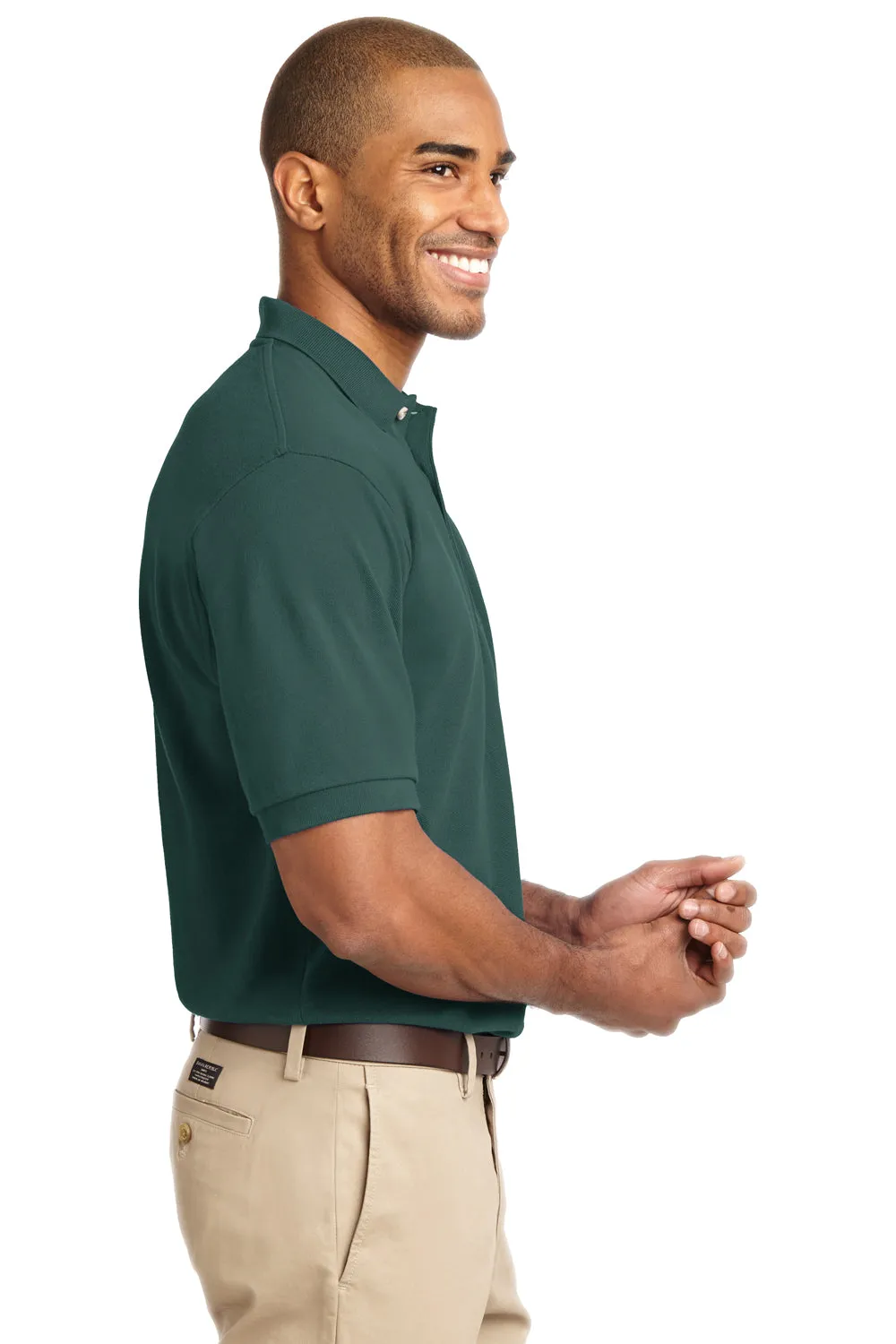 Port Authority Mens Shrink Resistant Short Sleeve Polo Shirt - Dark Green - Closeout