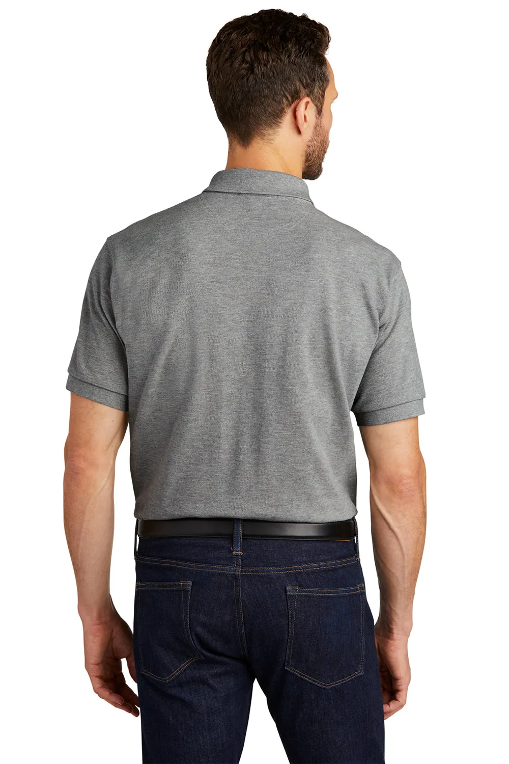 Port Authority Mens Shrink Resistant Short Sleeve Polo Shirt - Oxford Grey