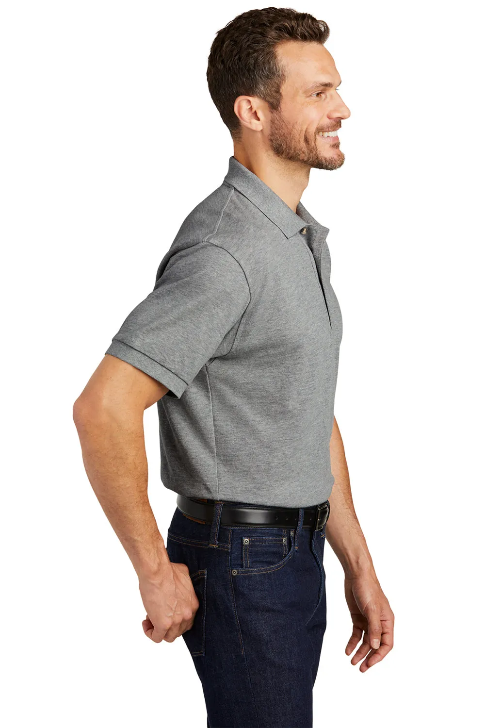 Port Authority Mens Shrink Resistant Short Sleeve Polo Shirt - Oxford Grey